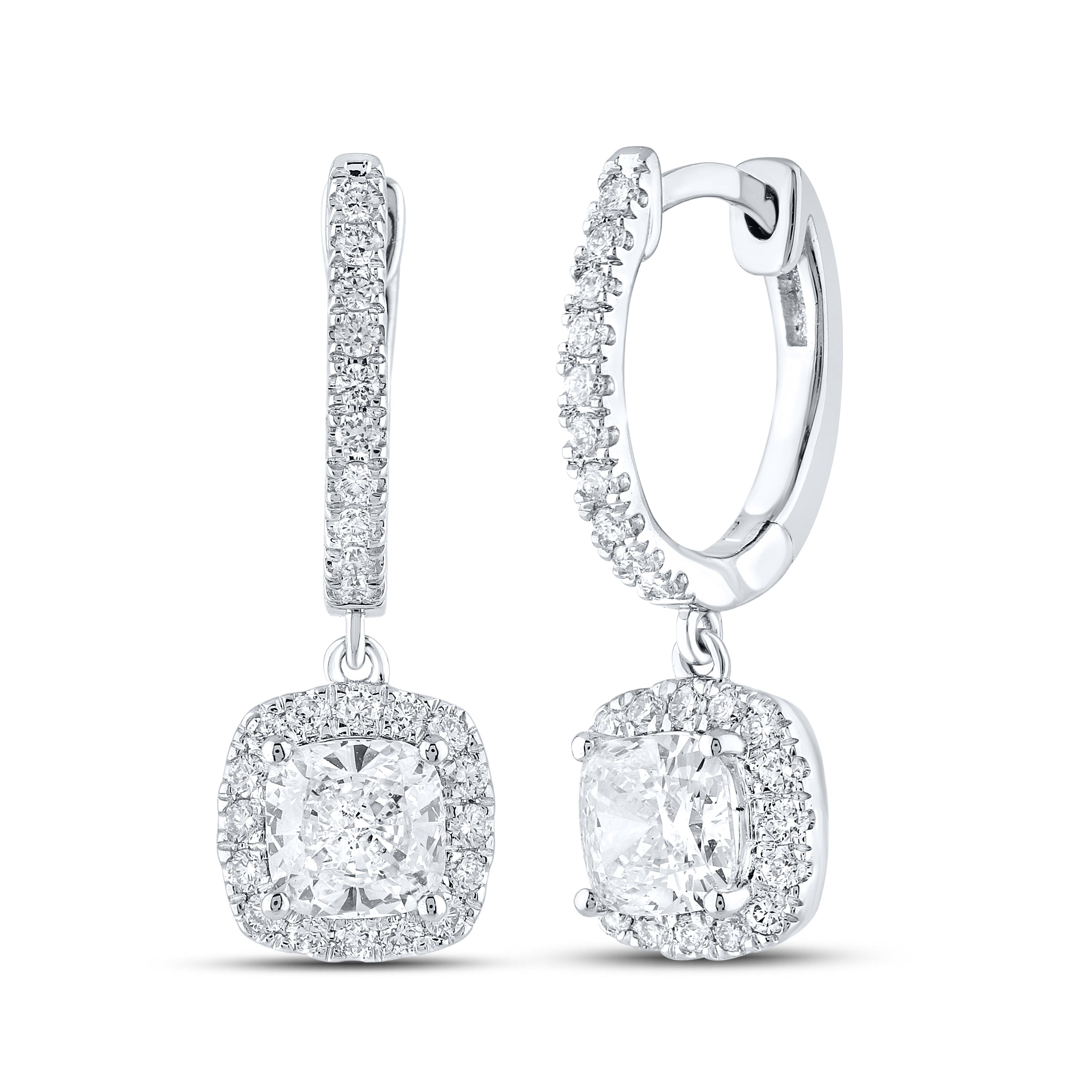 14k White Gold 1.62 CTW Lab Diamond Hoop Dangling Earring