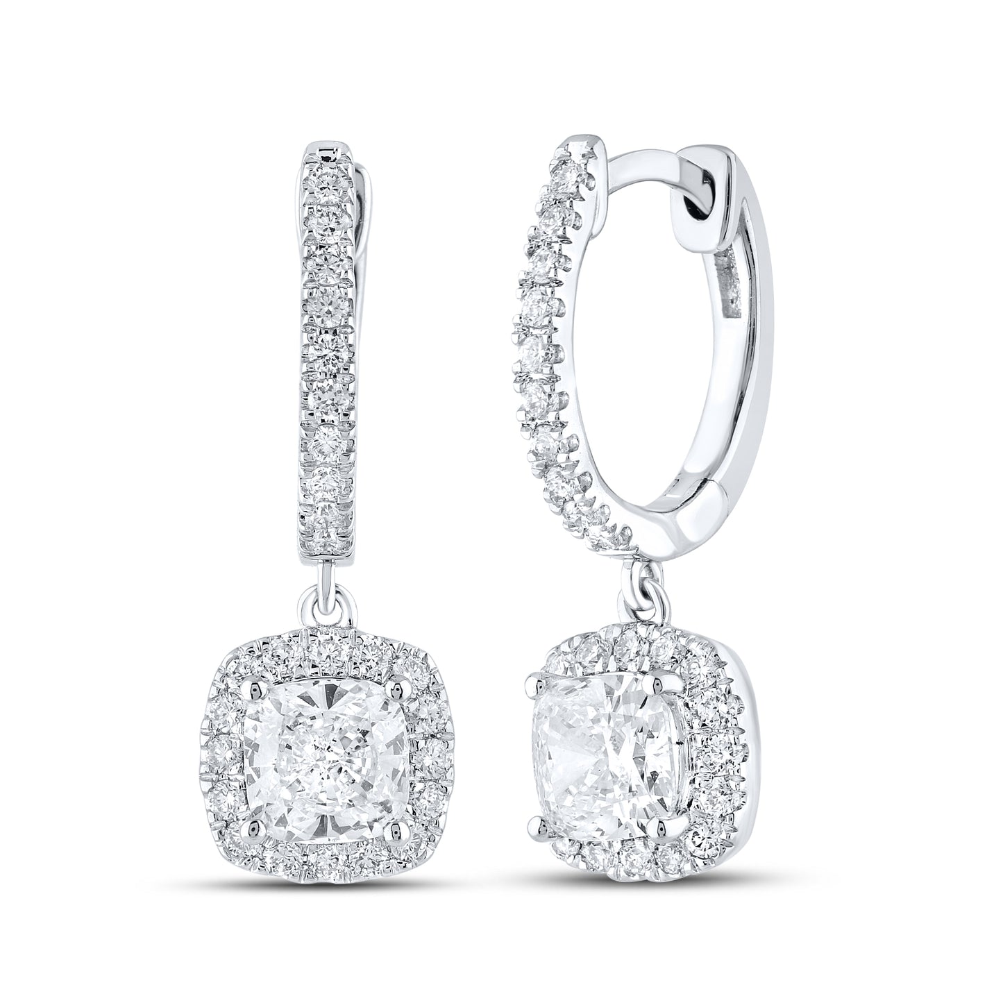 14k White Gold 1.62 CTW Lab Diamond Hoop Dangling Earring