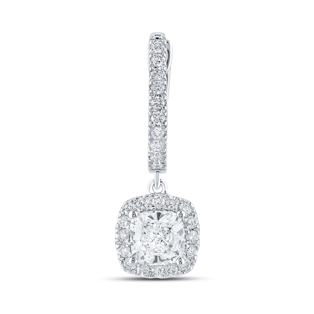 14k White Gold 1.62 CTW Lab Diamond Hoop Dangling Earring