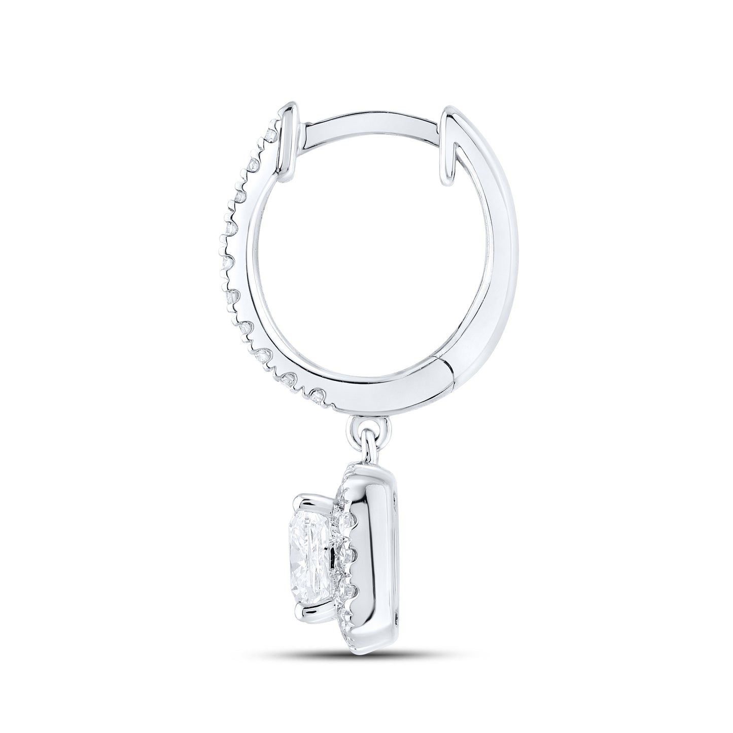 14k White Gold 1.62 CTW Lab Diamond Hoop Dangling Earring