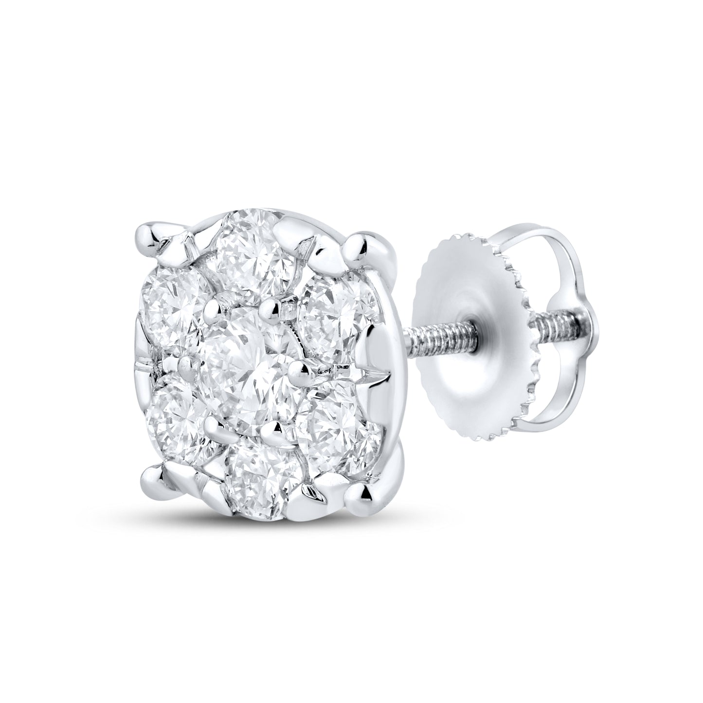 14KT WHITE GOLD 1.52 CTW LAB DIAMOND CLUSTER EARRINGS