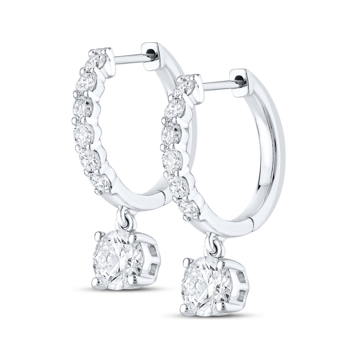 14k White Gold 1.50 CTW Lab Diamond Hoop Dangling Earring