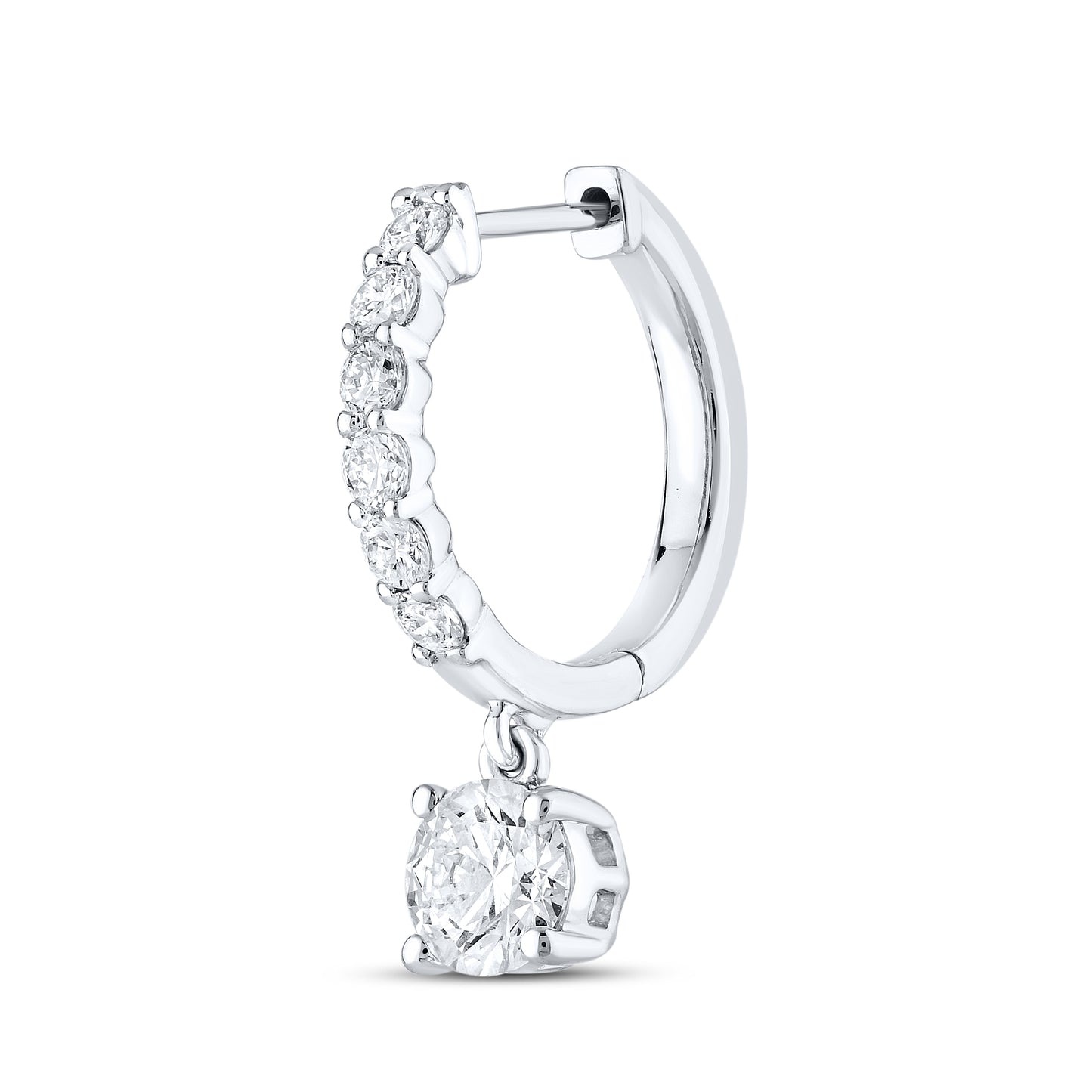14k White Gold 1.50 CTW Lab Diamond Hoop Dangling Earring