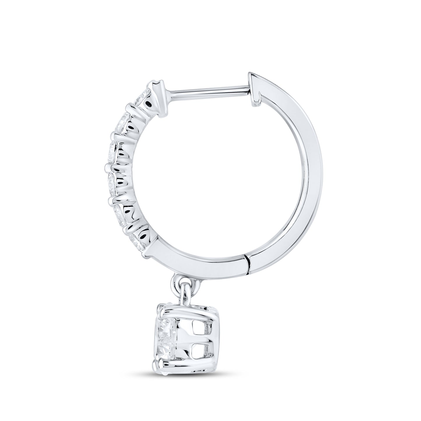 14k White Gold 1.50 CTW Lab Diamond Hoop Dangling Earring