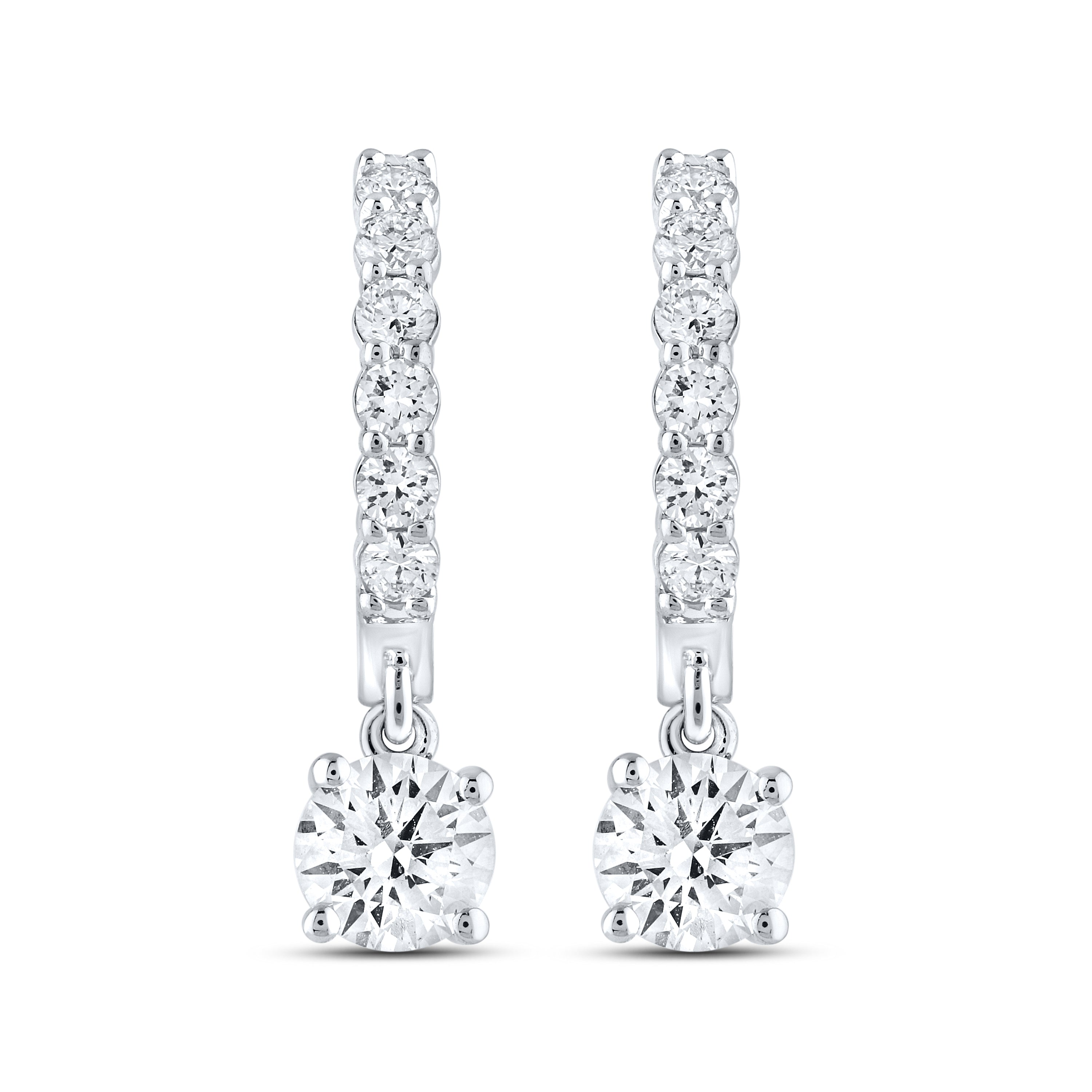 14k White Gold 1.50 CTW Lab Diamond Hoop Dangling Earring