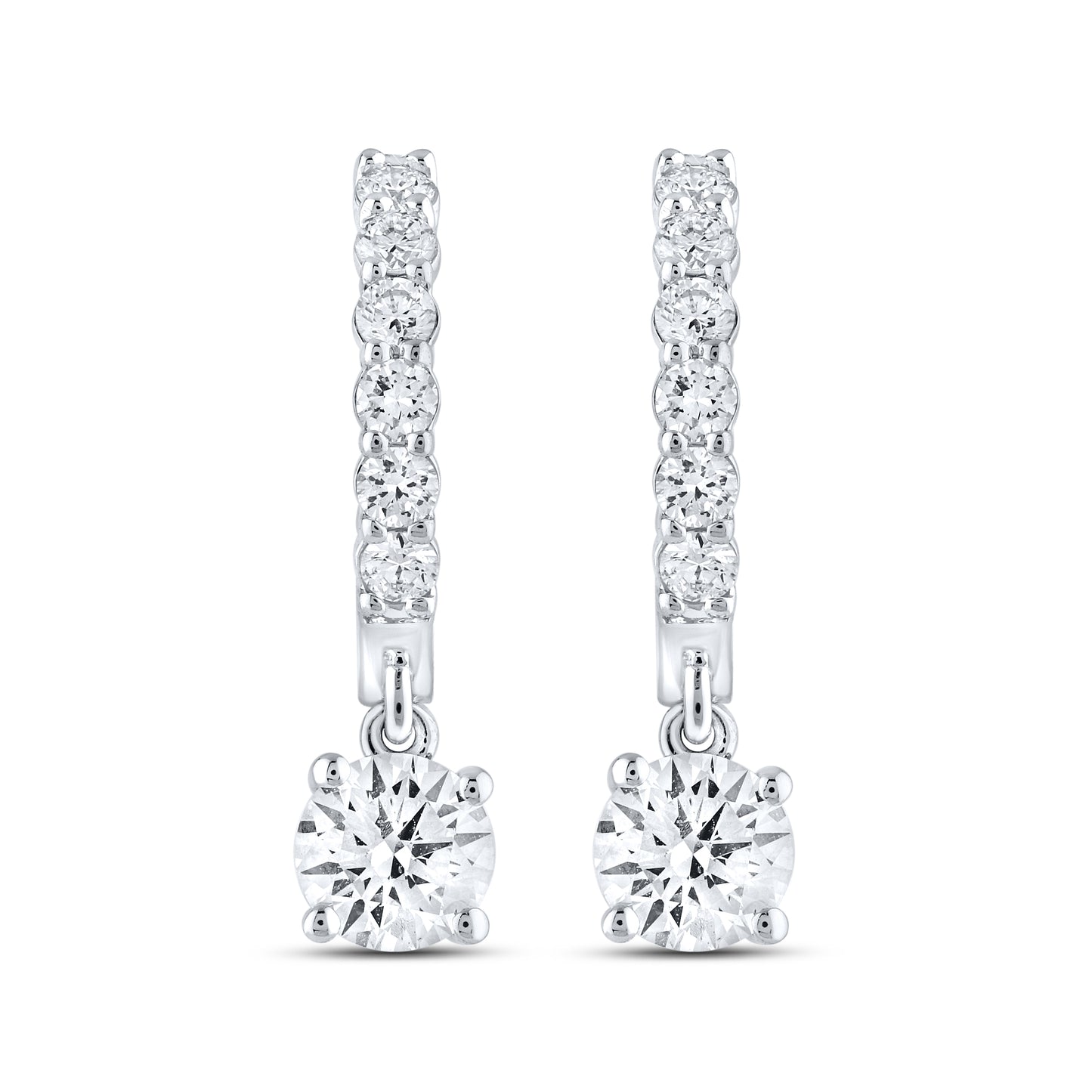 14k White Gold 1.50 CTW Lab Diamond Hoop Dangling Earring