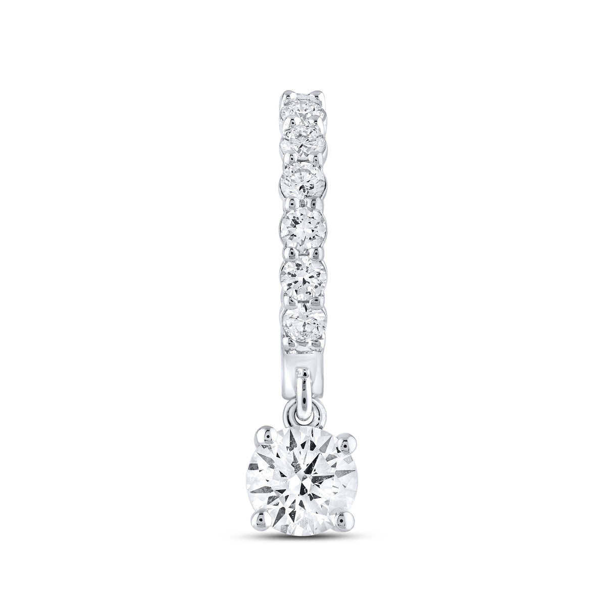 14k White Gold 1.50 CTW Lab Diamond Hoop Dangling Earring