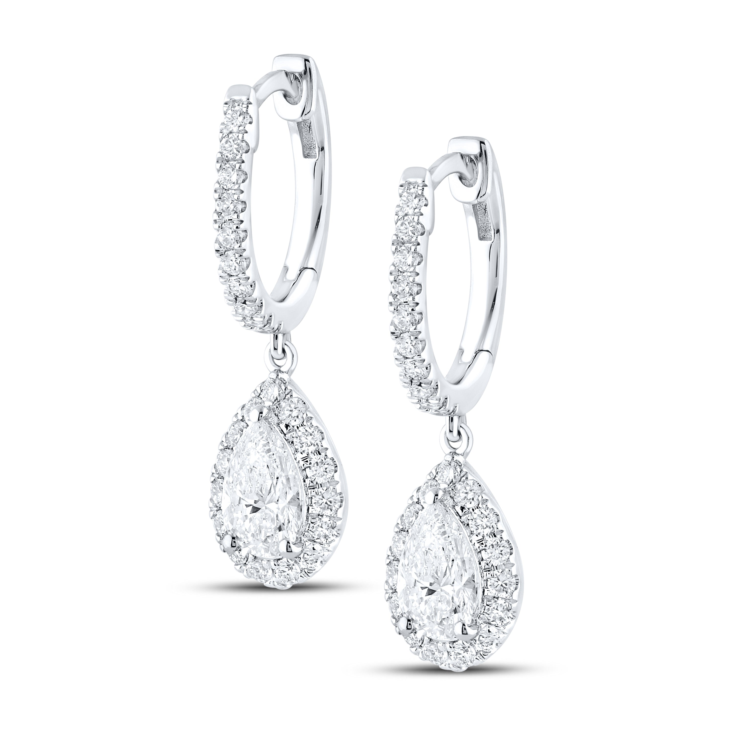 14k White Gold 1.50 CTW Lab Diamond Hoop Dangling Earring