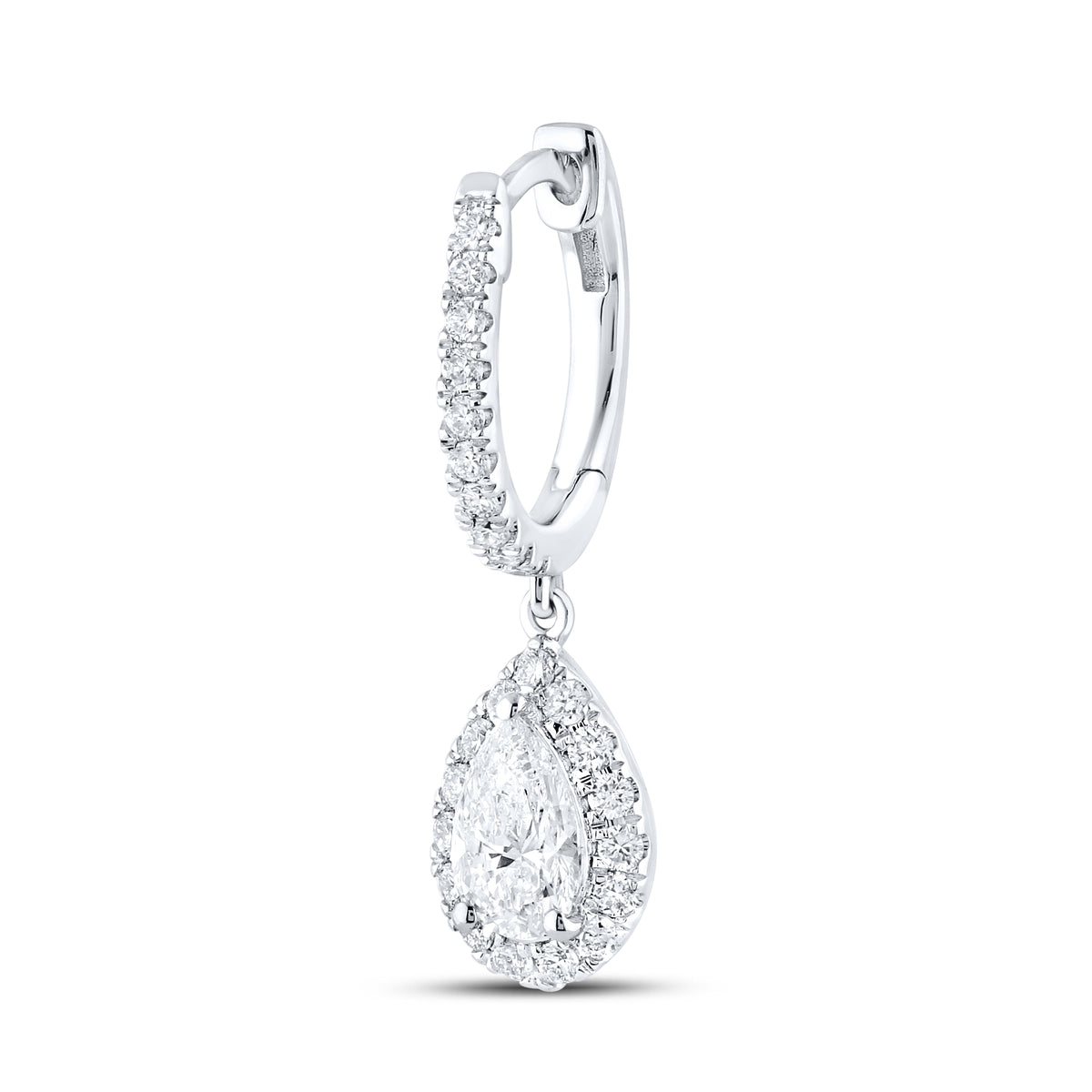 14k White Gold 1.50 CTW Lab Diamond Hoop Dangling Earring