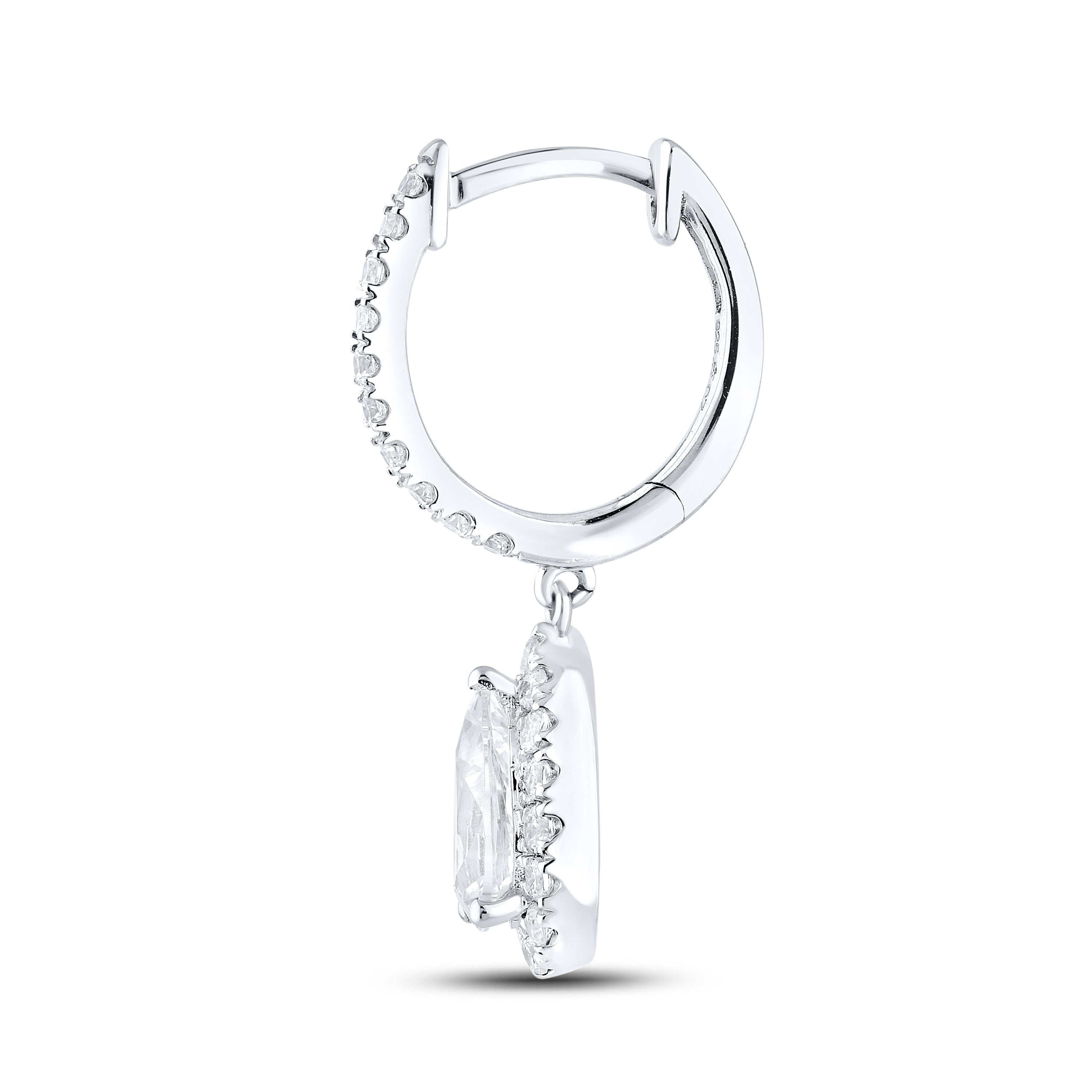 14k White Gold 1.50 CTW Lab Diamond Hoop Dangling Earring