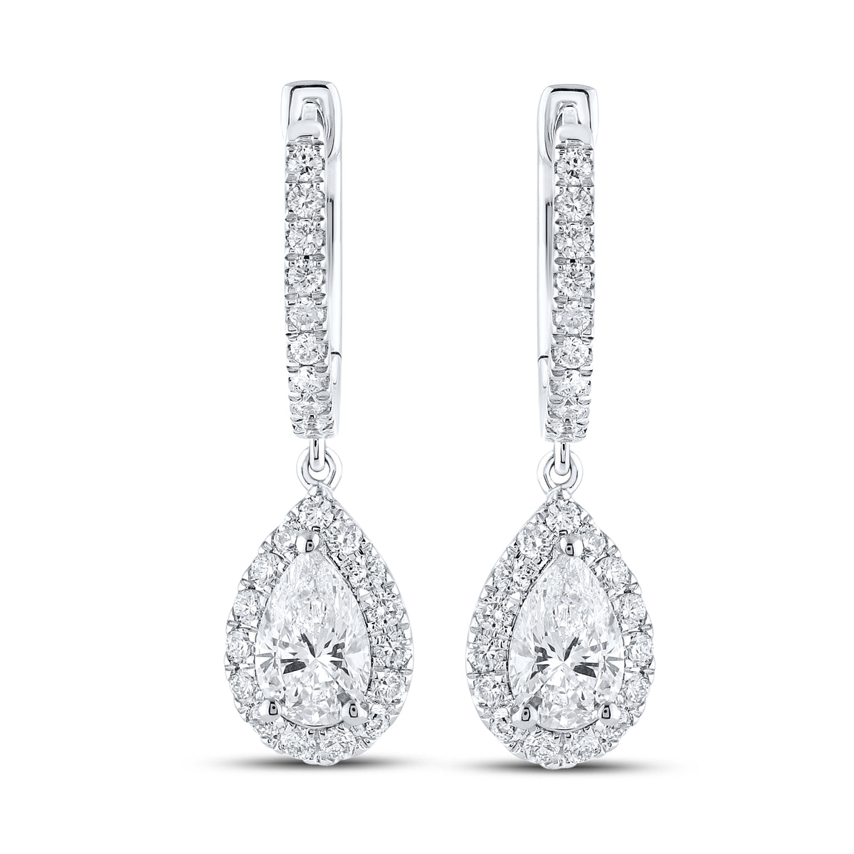 14k White Gold 1.50 CTW Lab Diamond Hoop Dangling Earring