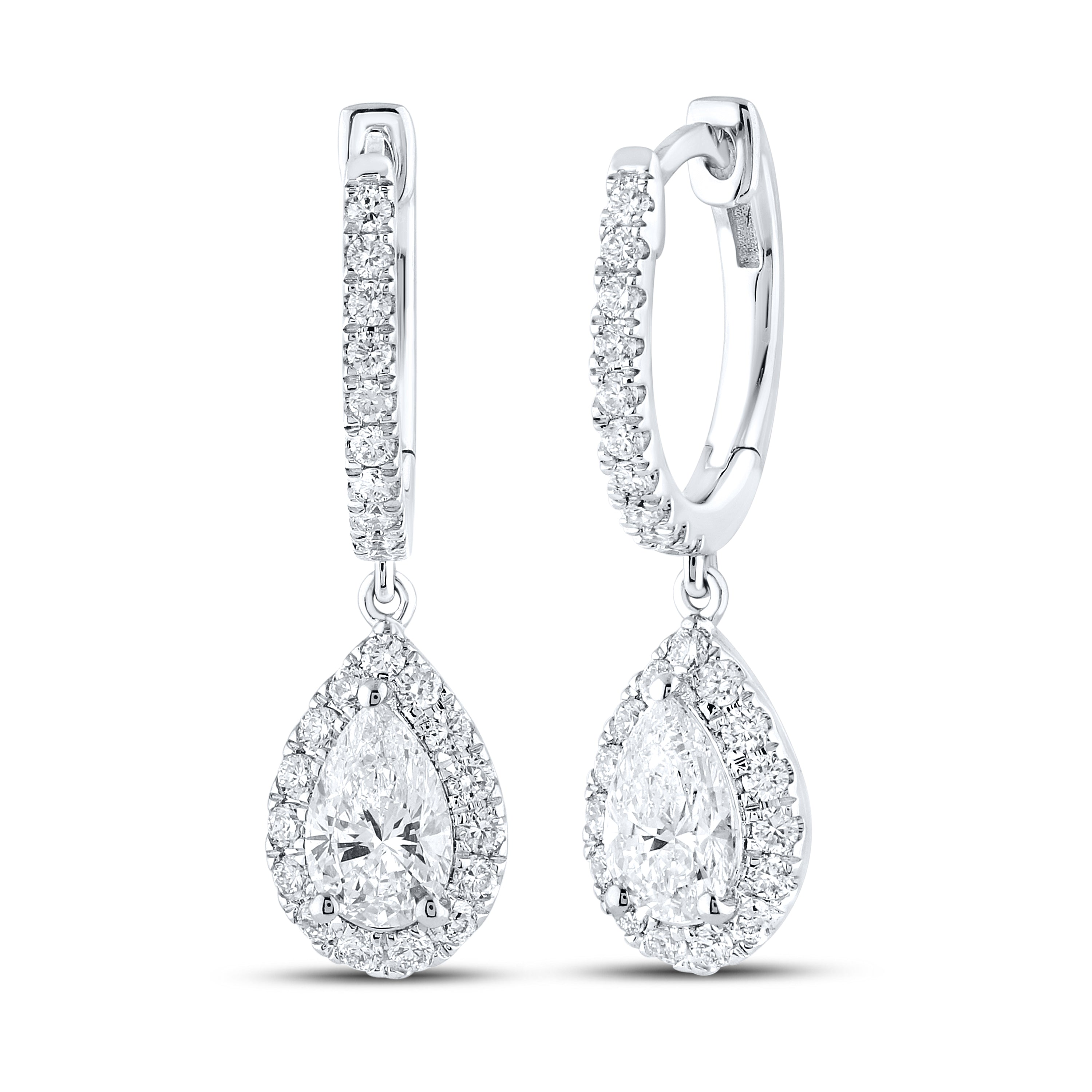 14k White Gold 1.50 CTW Lab Diamond Hoop Dangling Earring