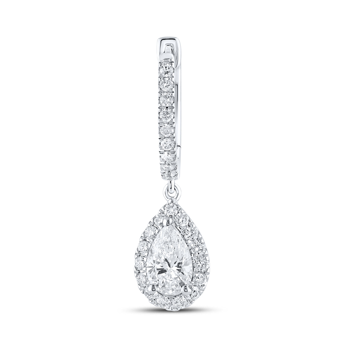 14k White Gold 1.50 CTW Lab Diamond Hoop Dangling Earring