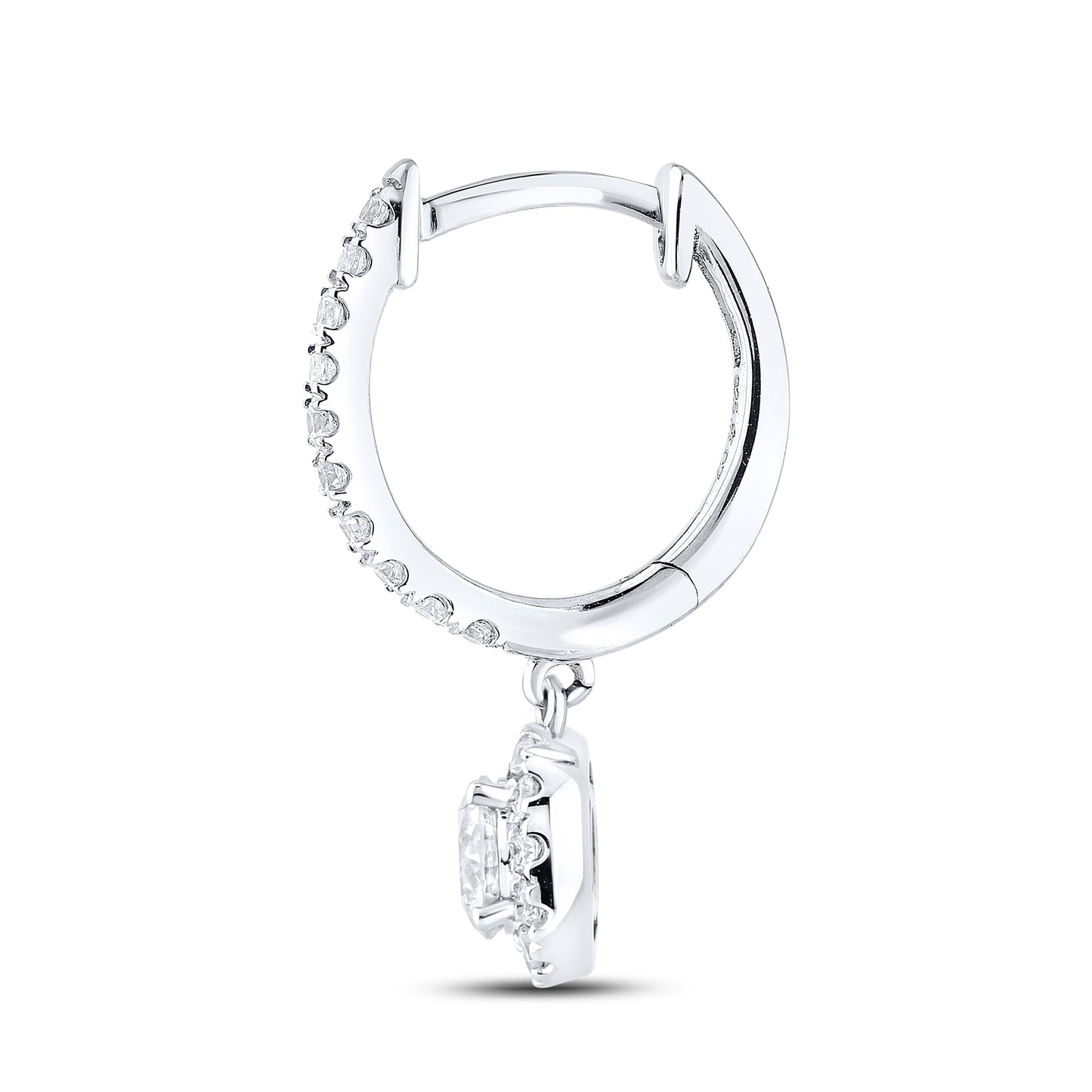 14k White Gold 1 CTW Lab Diamond Hoop Dangling Earring