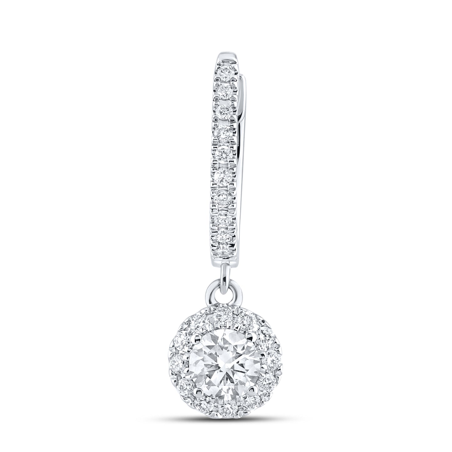 14k White Gold 1 CTW Lab Diamond Hoop Dangling Earring