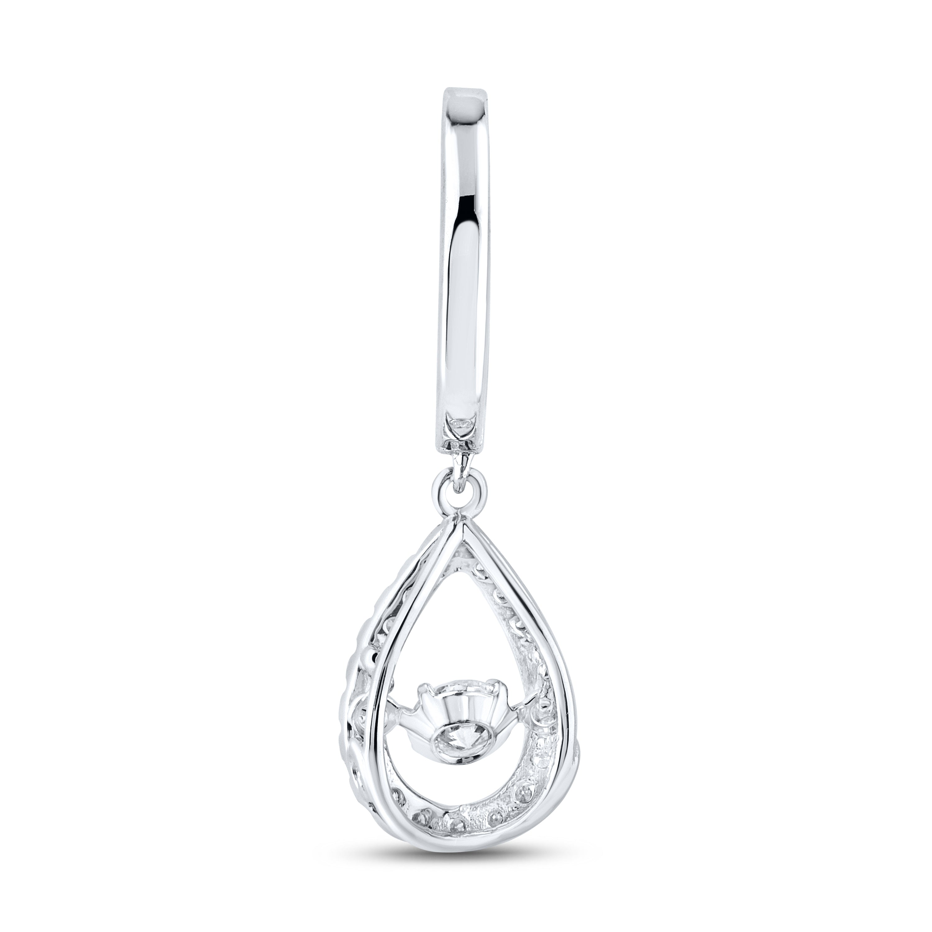 14k White Gold 0.75 CTW Lab Diamond Hoop Dangling Earring