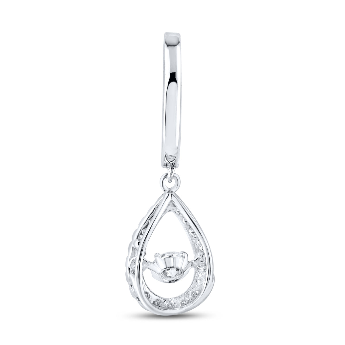 14k White Gold 0.75 CTW Lab Diamond Hoop Dangling Earring