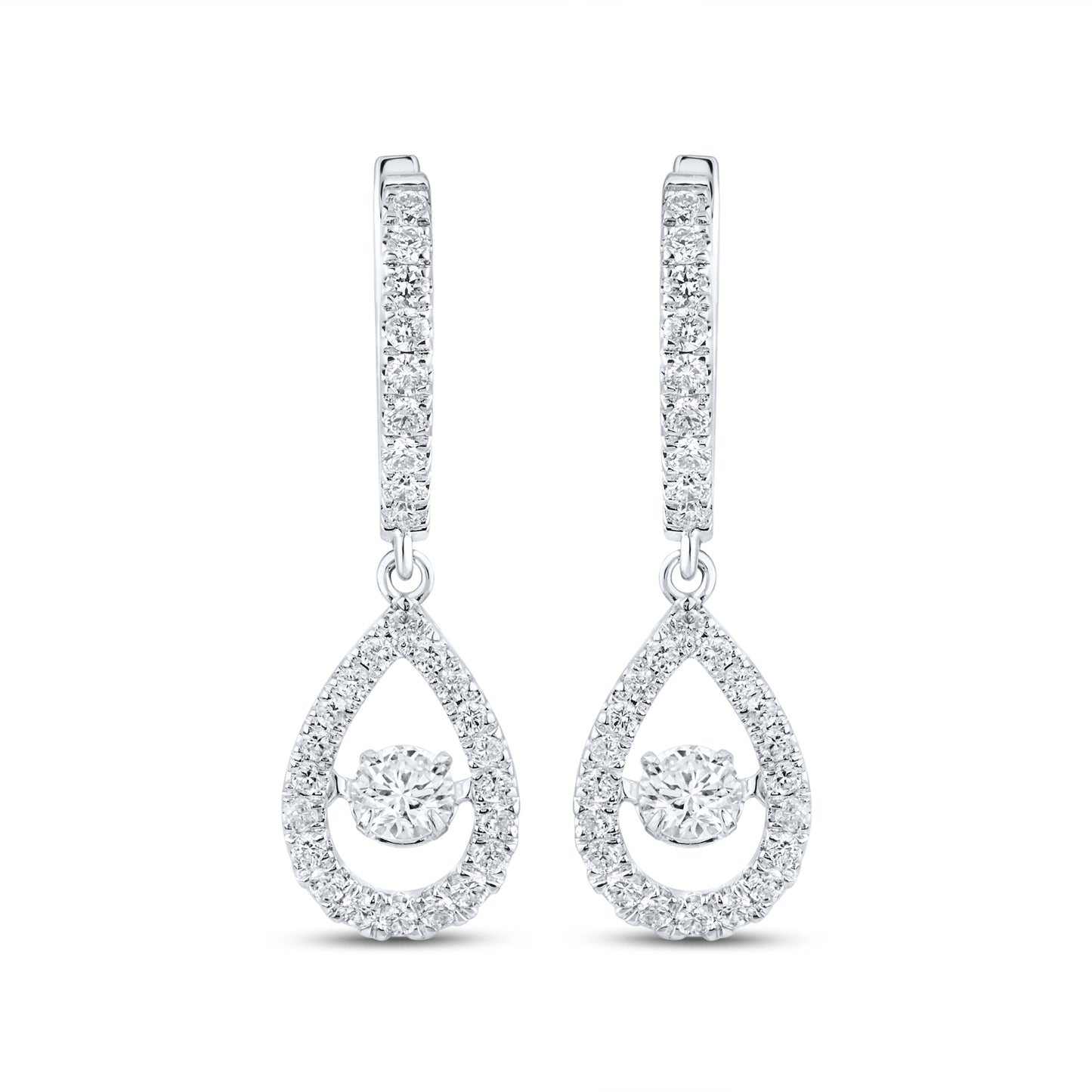 14k White Gold 0.75 CTW Lab Diamond Hoop Dangling Earring
