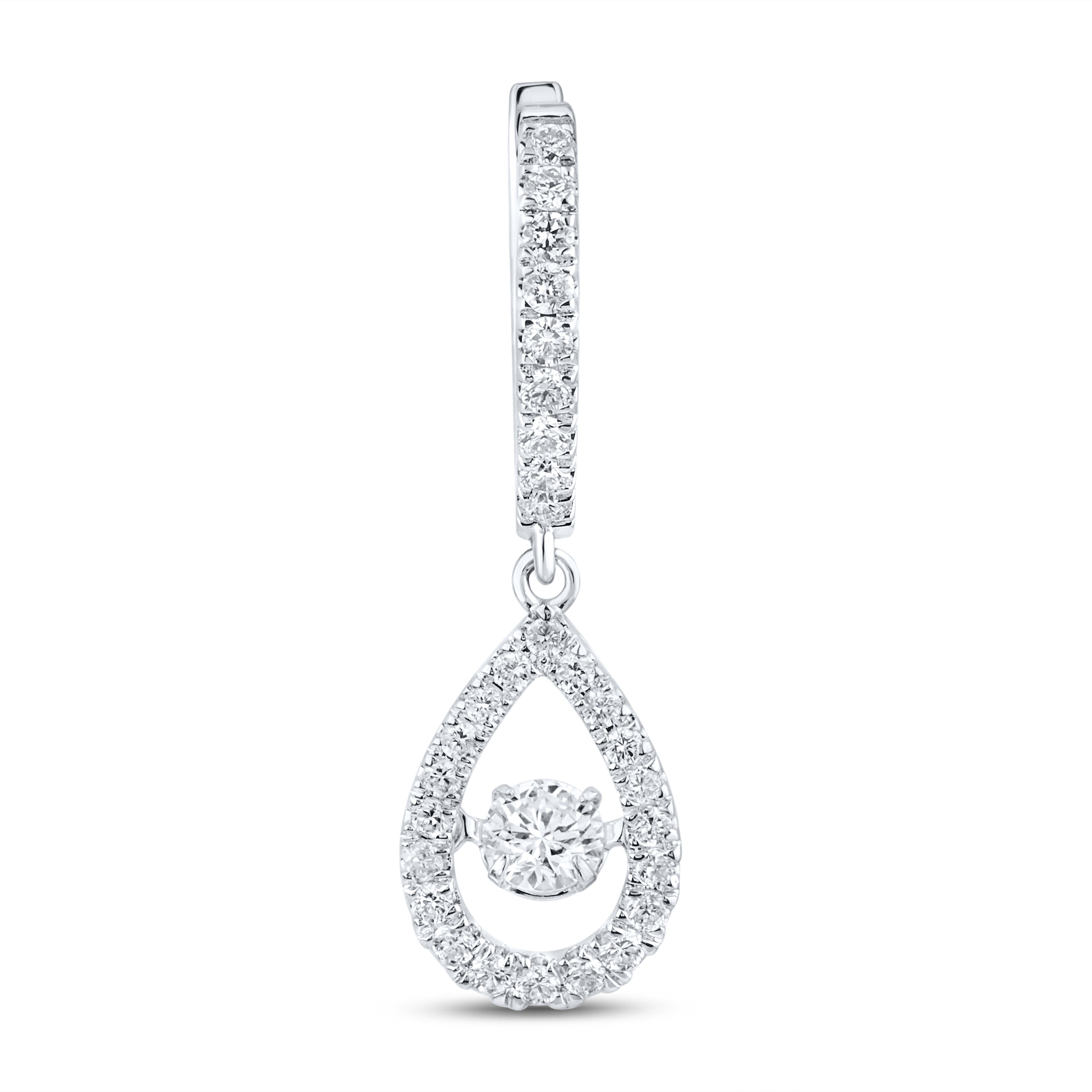 14k White Gold 0.75 CTW Lab Diamond Hoop Dangling Earring