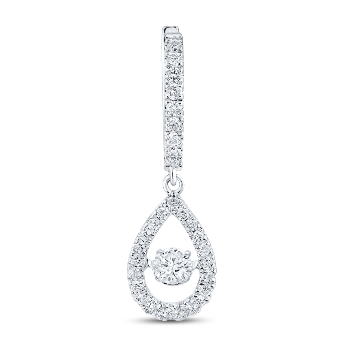 14k White Gold 0.75 CTW Lab Diamond Hoop Dangling Earring