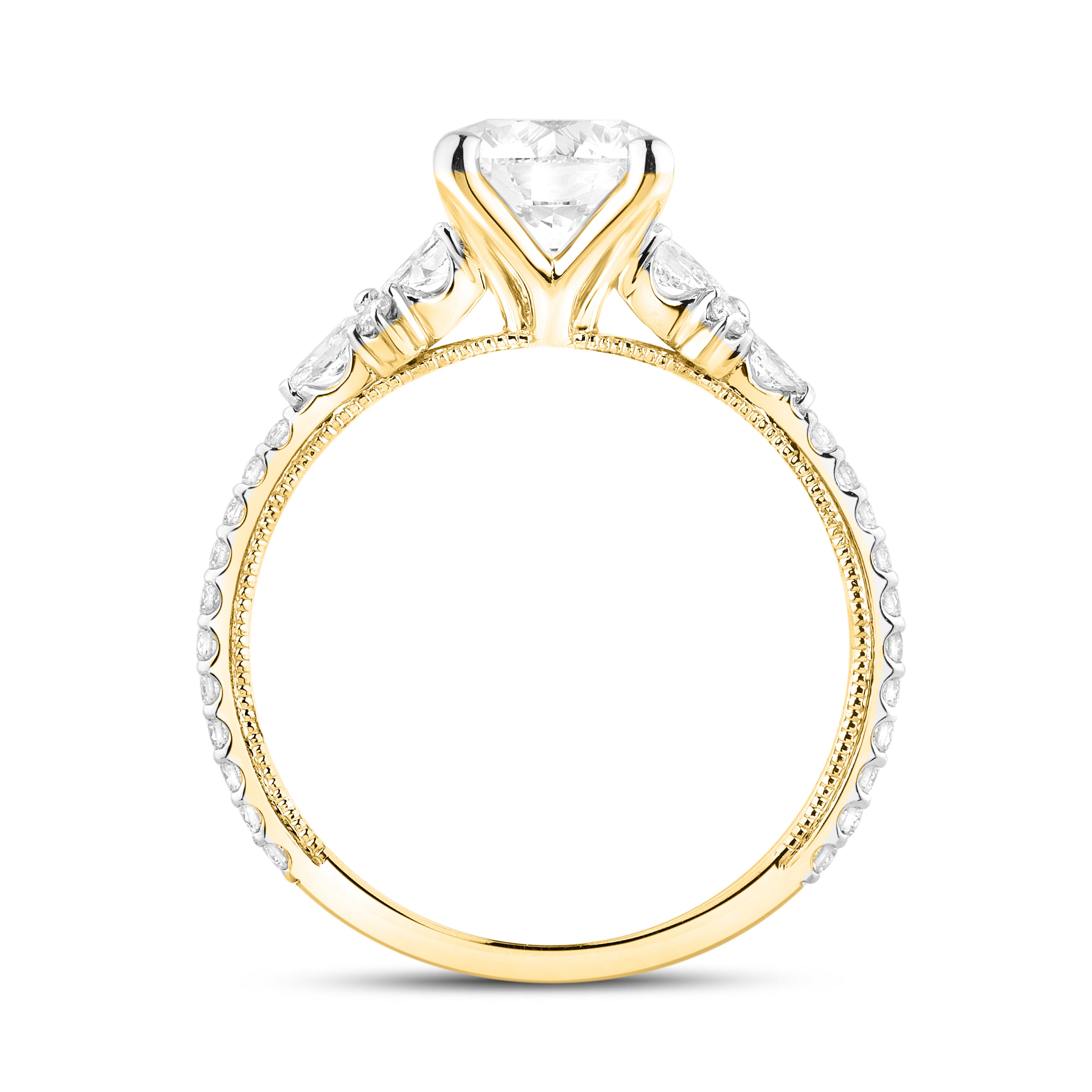 14KT YELLOW GOLD 1.93 CTW 1.55 CENTER LAB DIAMOND RING