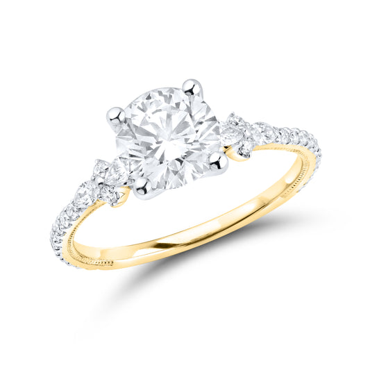 14KT YELLOW GOLD 1.93 CTW 1.55 CENTER LAB DIAMOND RING
