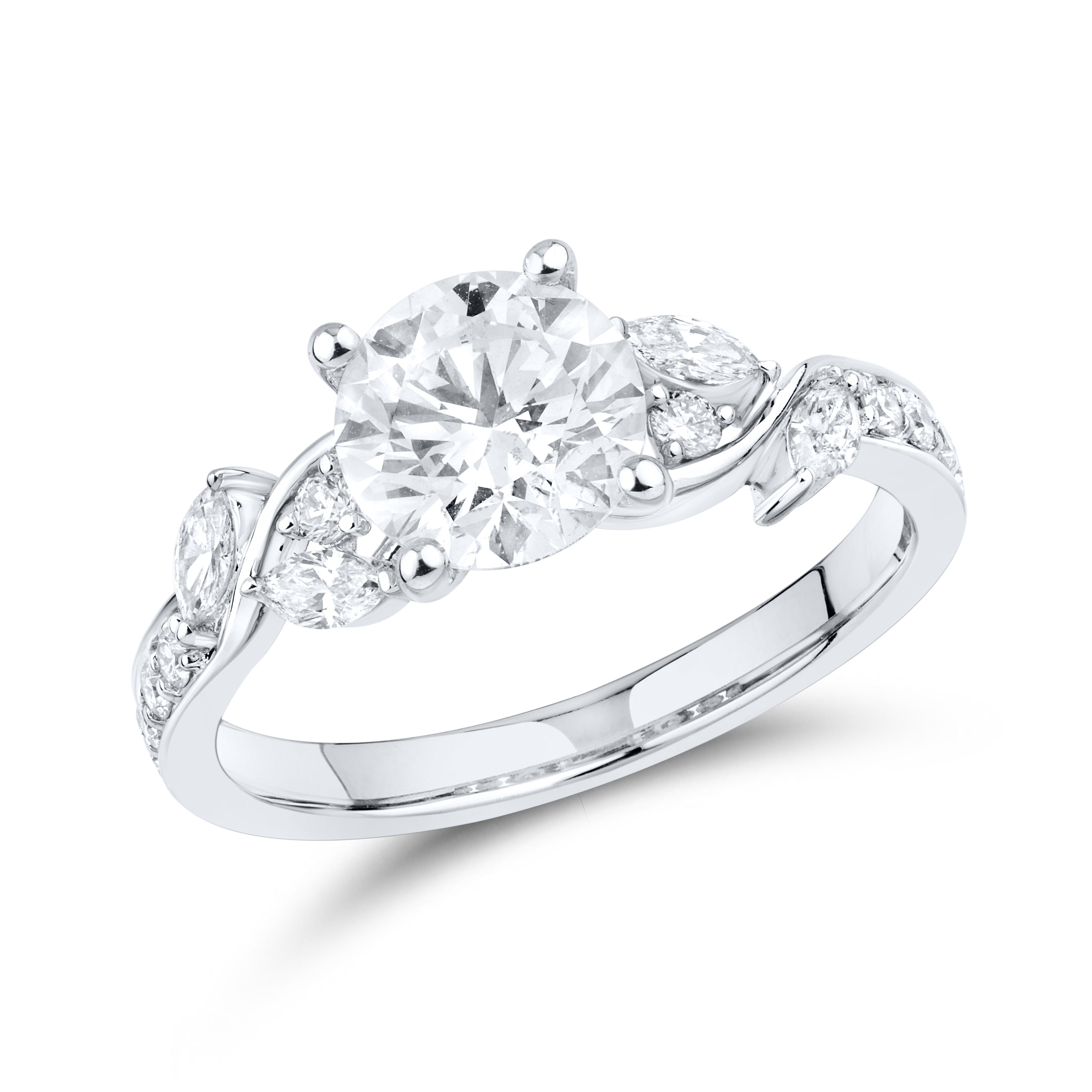 14kt White Gold 1.80 CTW Round Shape Lab Diamond Engagement Ring