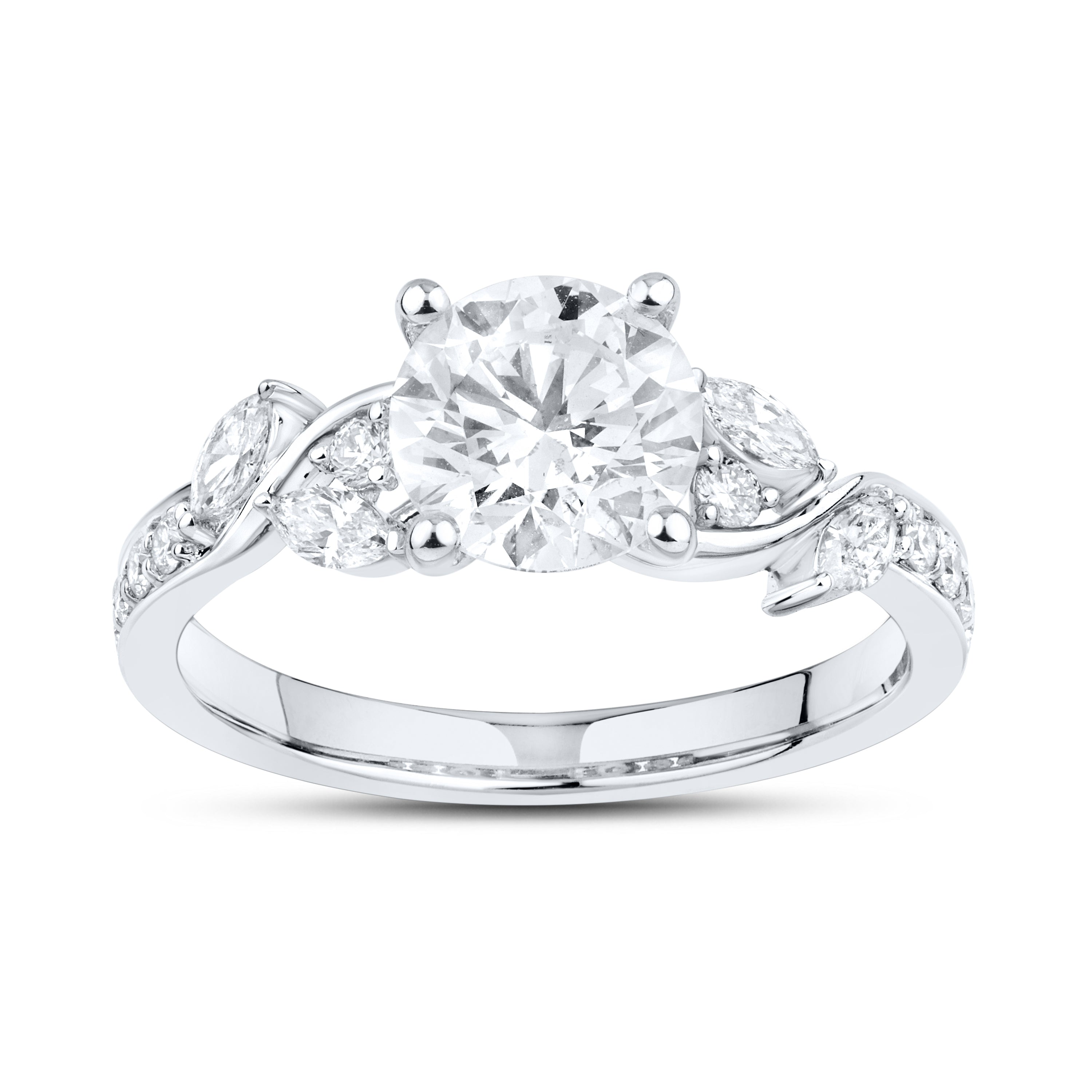 14kt White Gold 1.80 CTW Round Shape Lab Diamond Engagement Ring