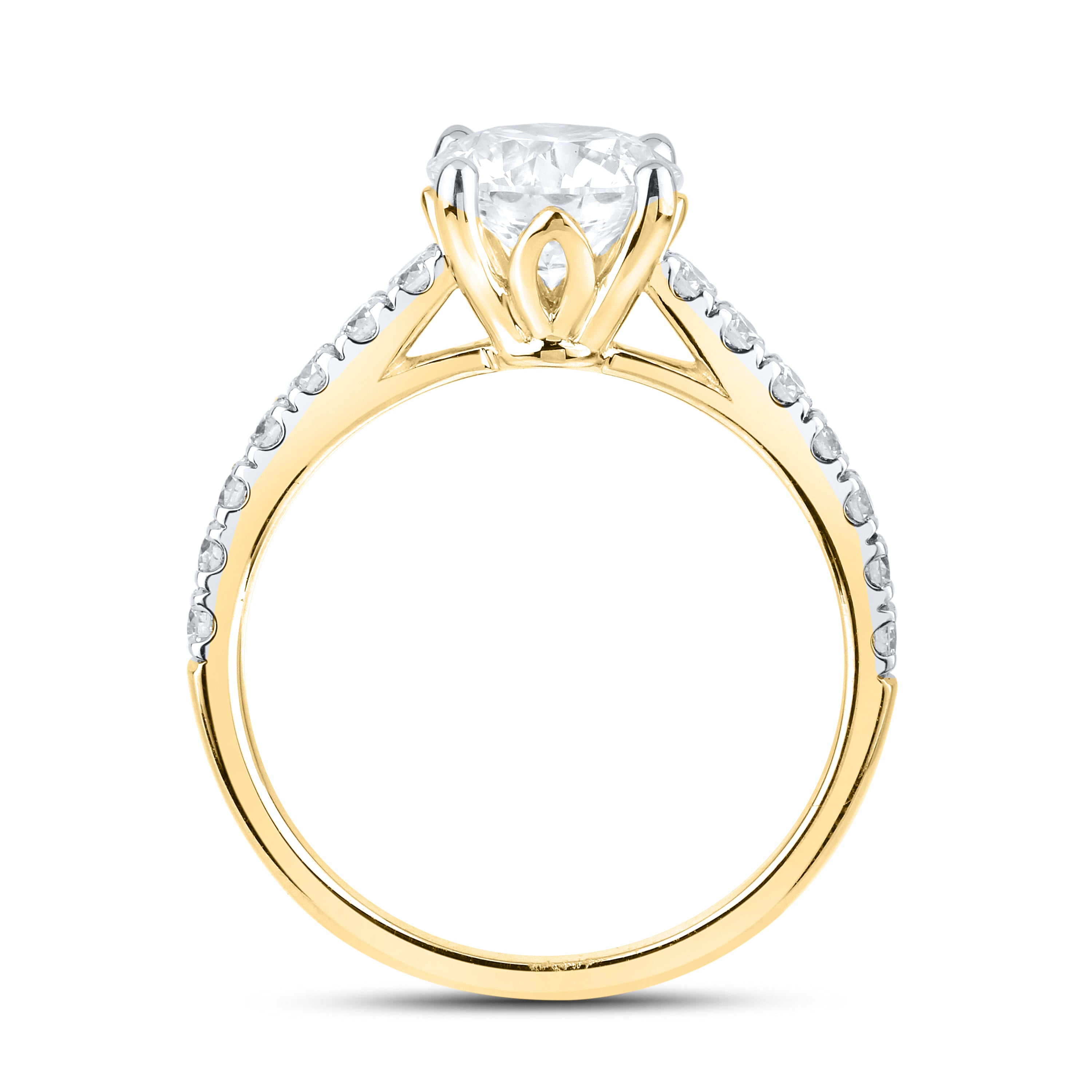 14kt Yellow Gold 1.95 CTW Lab Diamond Round Shape Solitaire Ring