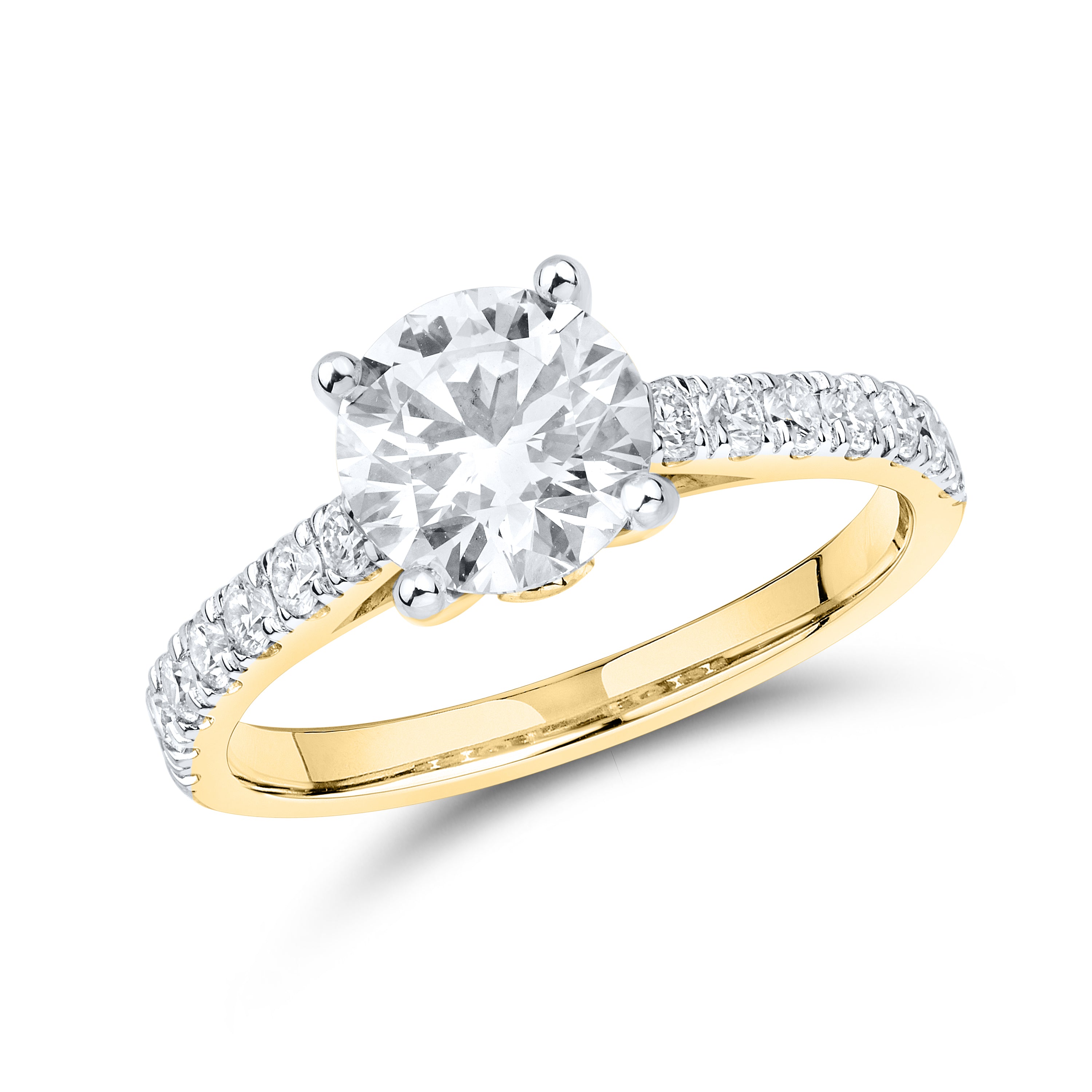 14kt Yellow Gold 1.95 CTW Lab Diamond Round Shape Solitaire Ring