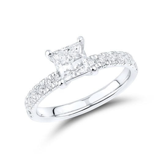 14kt White Gold 1.45 CTW Lab Diamond Princes Shape Engagement Ring