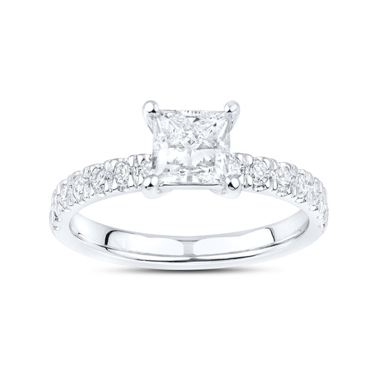 14kt White Gold 1.45 CTW Lab Diamond Princes Shape Engagement Ring