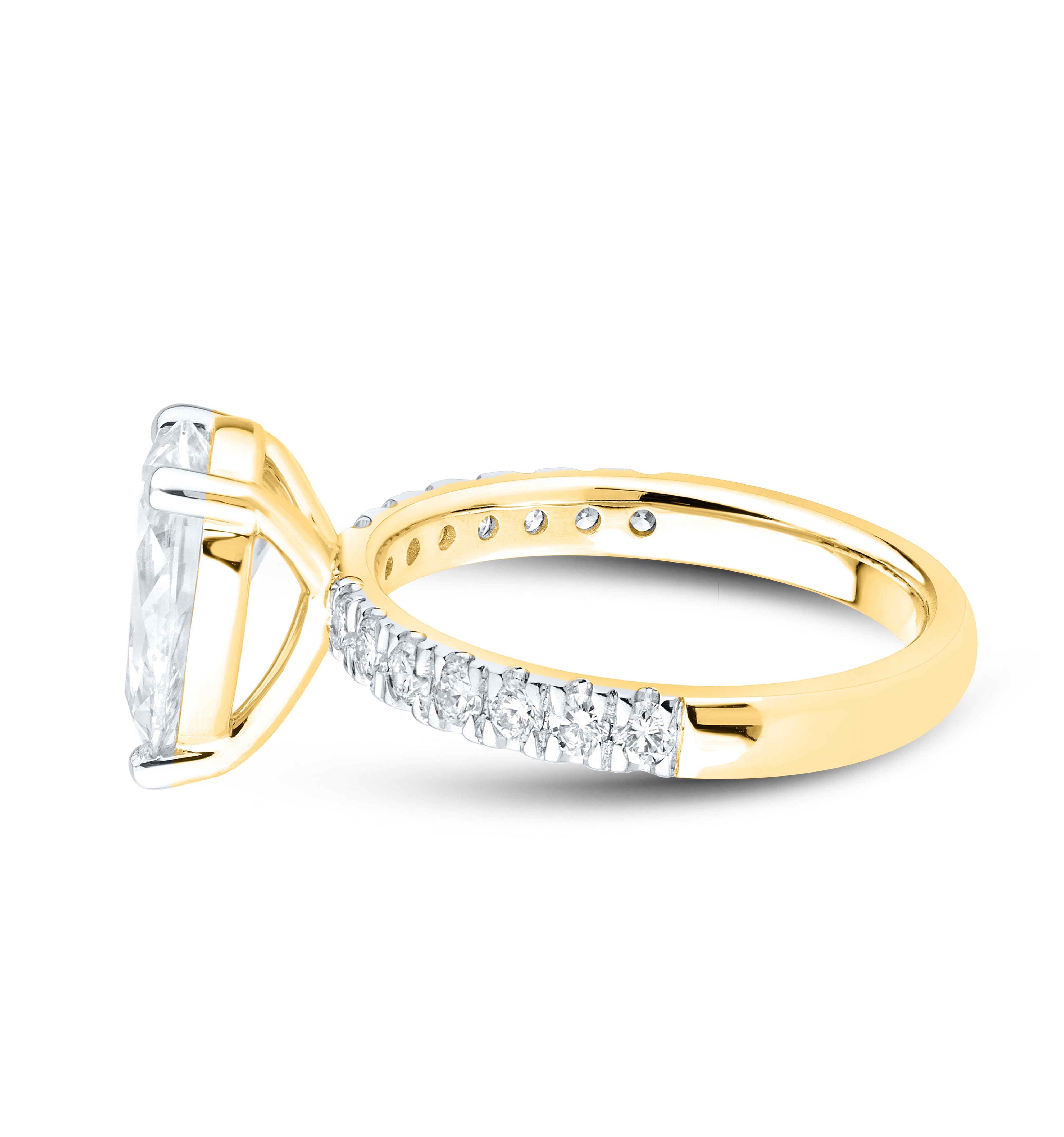 14kt YELLOW Gold 2.50 CTW Lab Diamond Pear Shape Engagement Ring