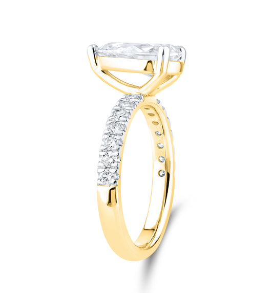 14kt YELLOW Gold 2.50 CTW Lab Diamond Pear Shape Engagement Ring