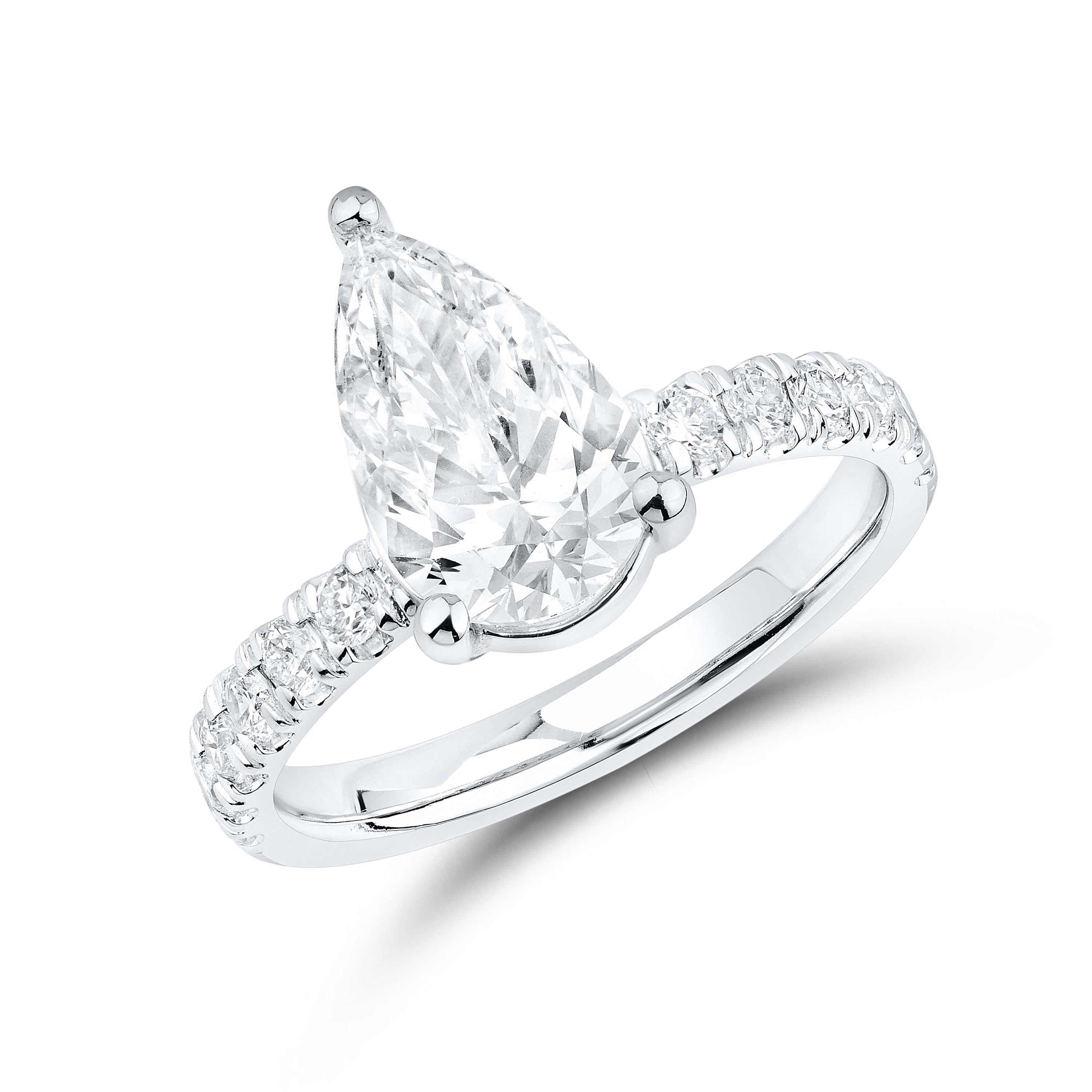14kt White Gold 2.56CTW Lab Diamond Pear Shape Engagement Ring
