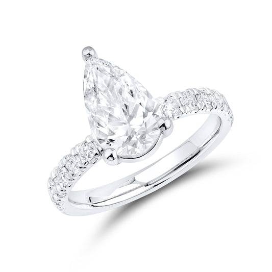 14kt White Gold 2.56CTW Lab Diamond Pear Shape Engagement Ring