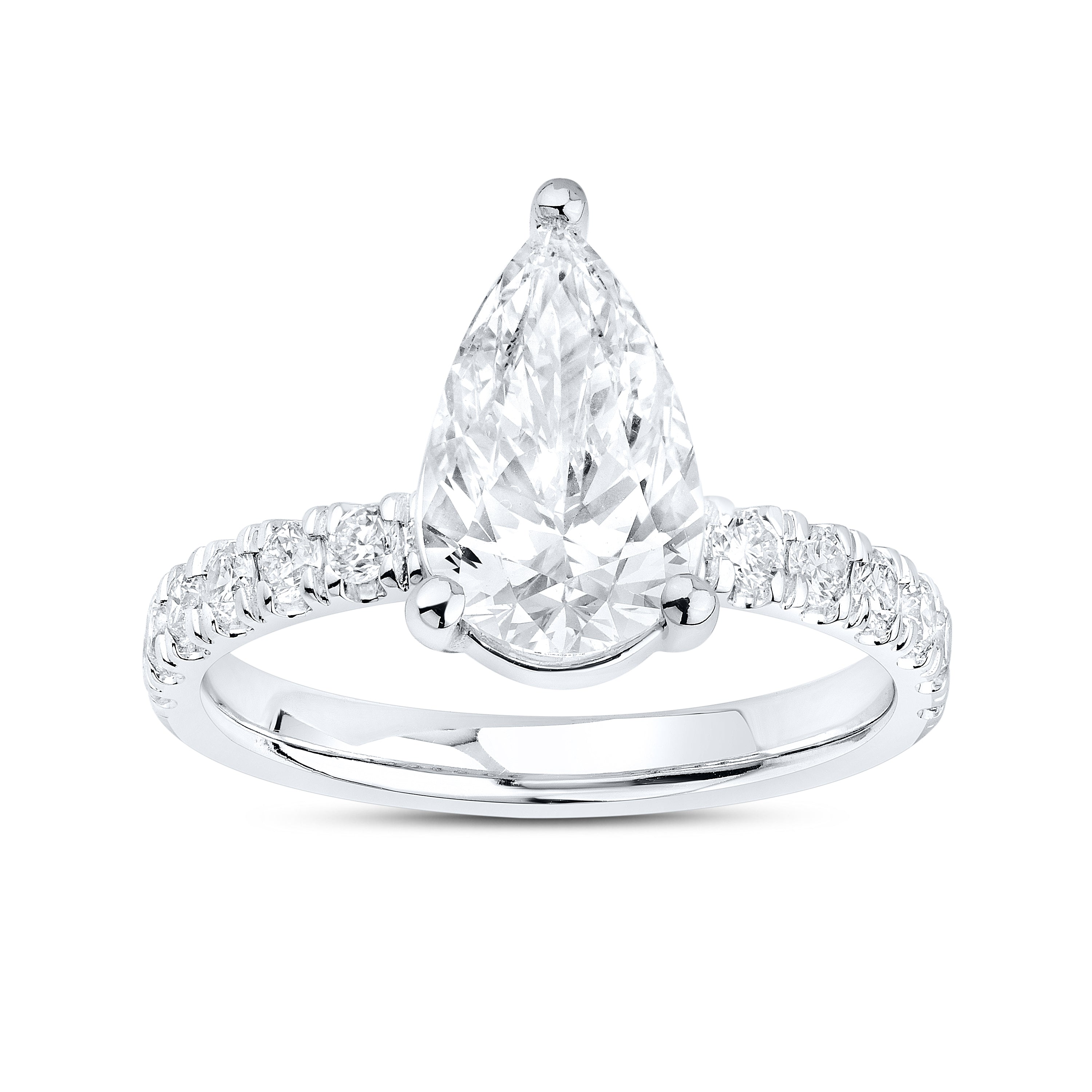 14kt White Gold 2.56CTW Lab Diamond Pear Shape Engagement Ring