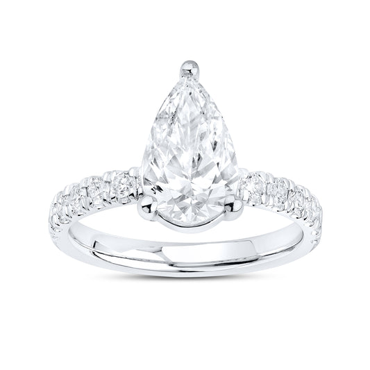 14kt White Gold 2.56CTW Lab Diamond Pear Shape Engagement Ring