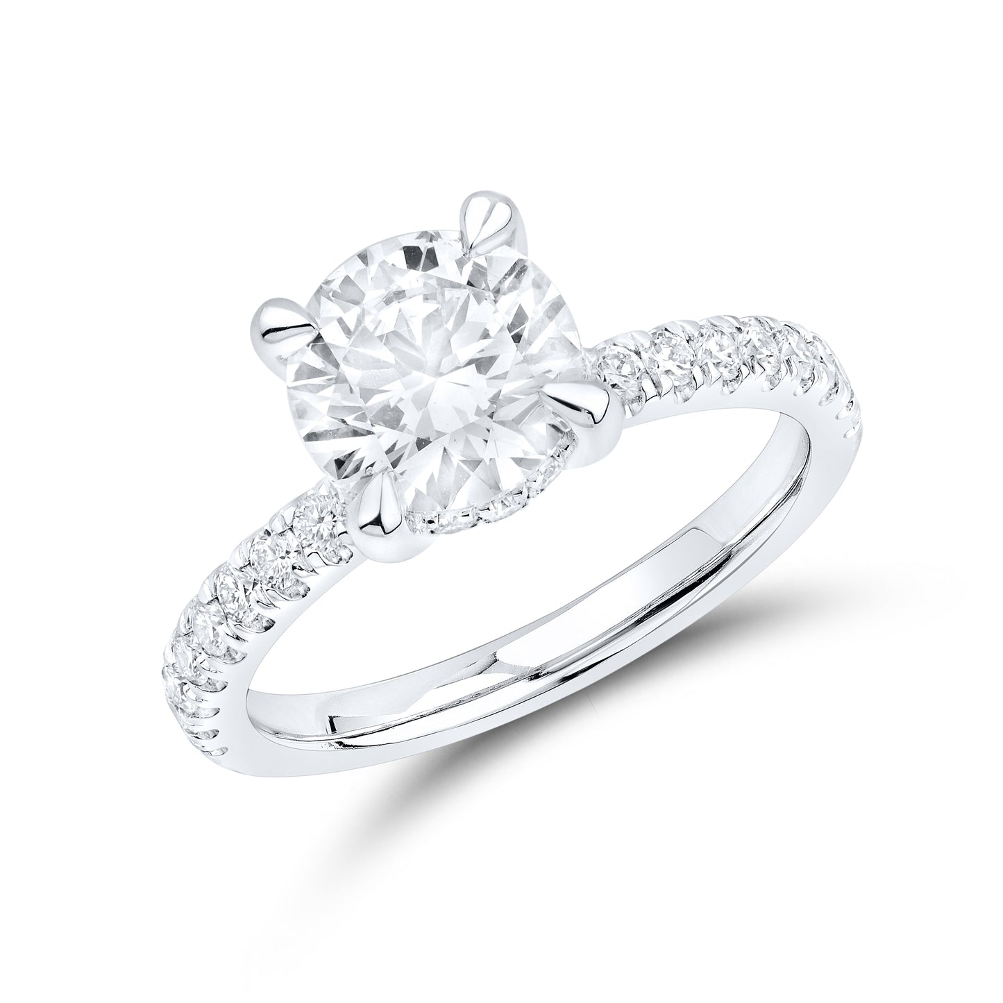 14kt White Gold 2.50 CTW Lab Diamond Round Shape Engagement Ring