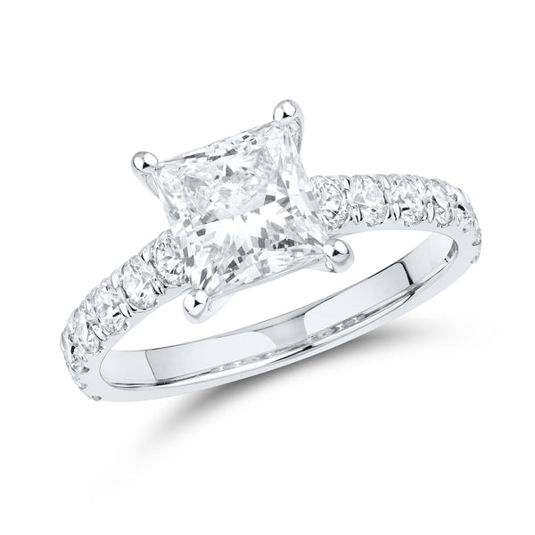 14kt White Gold 2.95 CTW Lab Diamond Princess Shape Solitaire Ring
