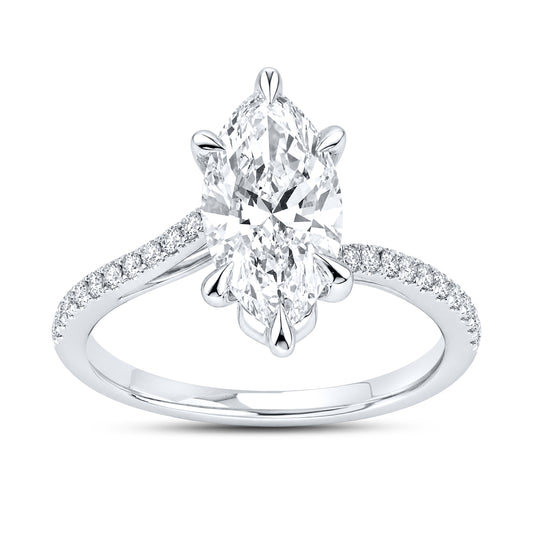 14kt White Gold 2.25 CTW  Marquise Shape Lab Diamond Engagement Ring