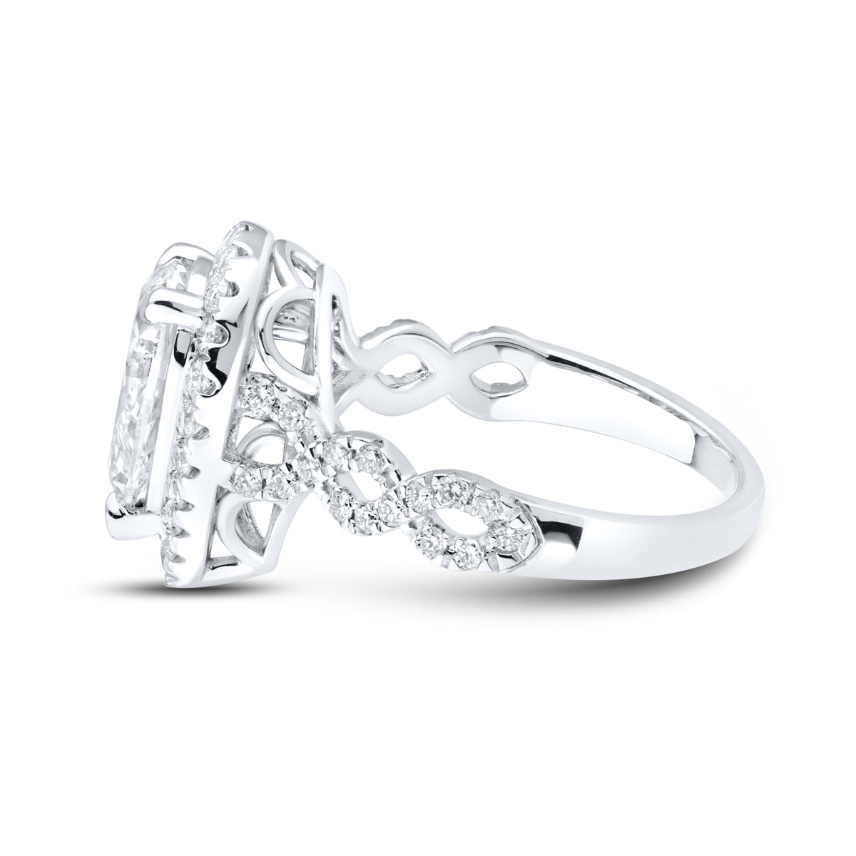 14KT WHITE GOLD 2.64 CTW Pear Shape LAB DIAMOND ENGAGEMENT RING