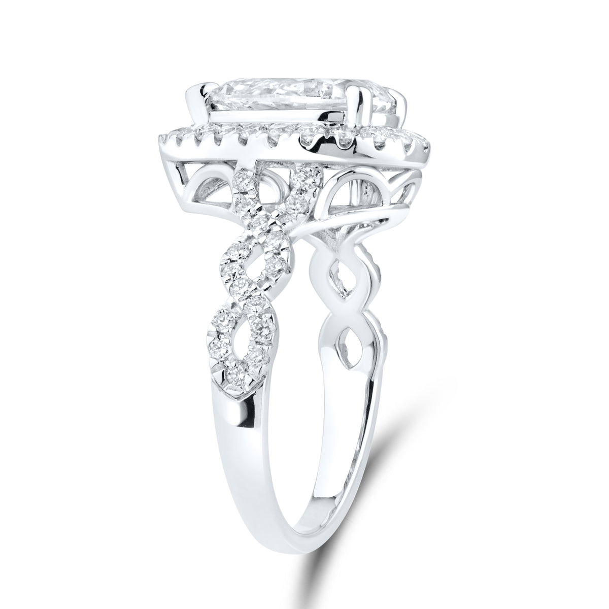 14KT WHITE GOLD 2.64 CTW Pear Shape LAB DIAMOND ENGAGEMENT RING