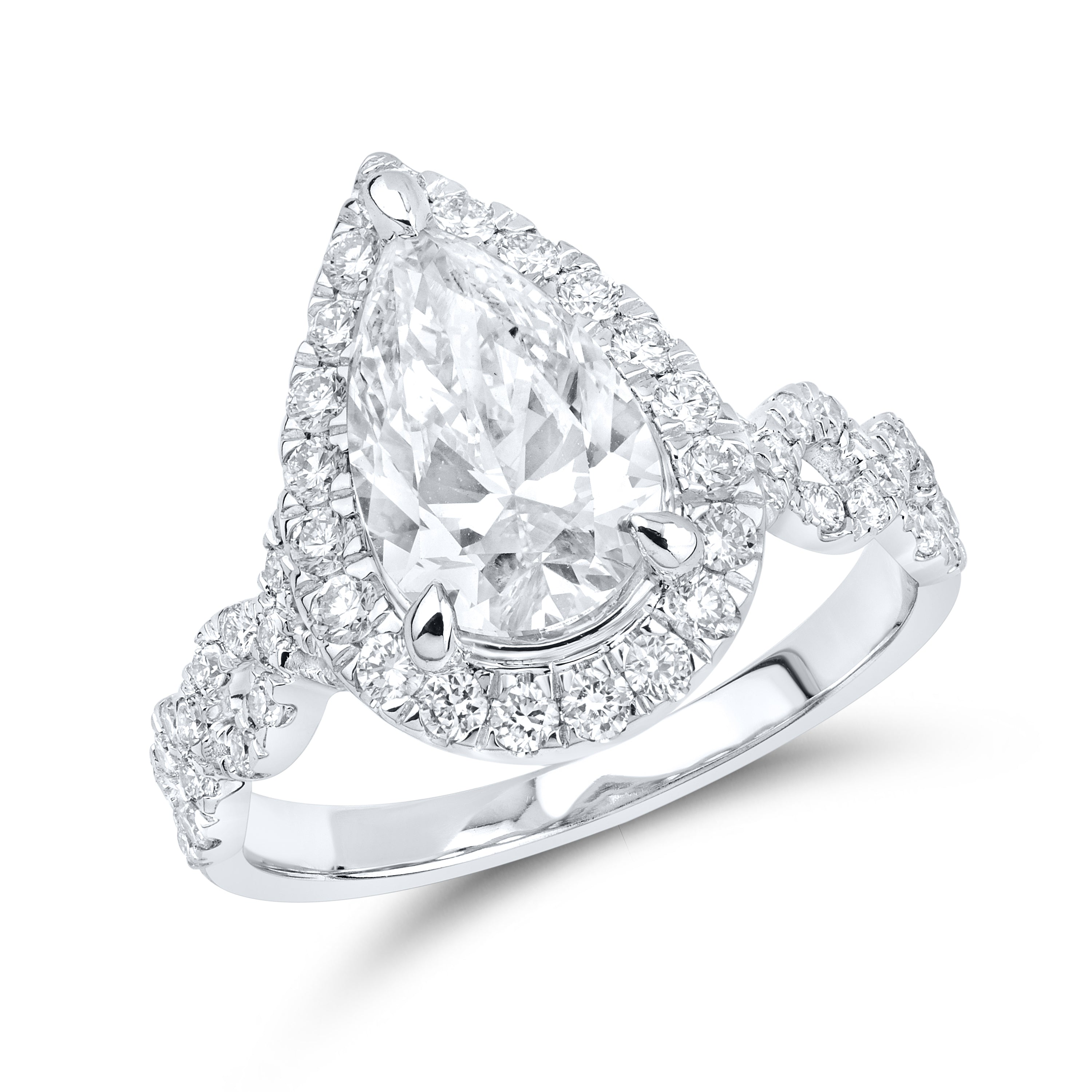14KT WHITE GOLD 2.64 CTW Pear Shape LAB DIAMOND ENGAGEMENT RING