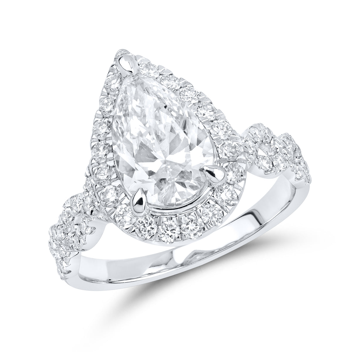 14KT WHITE GOLD 2.64 CTW Pear Shape LAB DIAMOND ENGAGEMENT RING