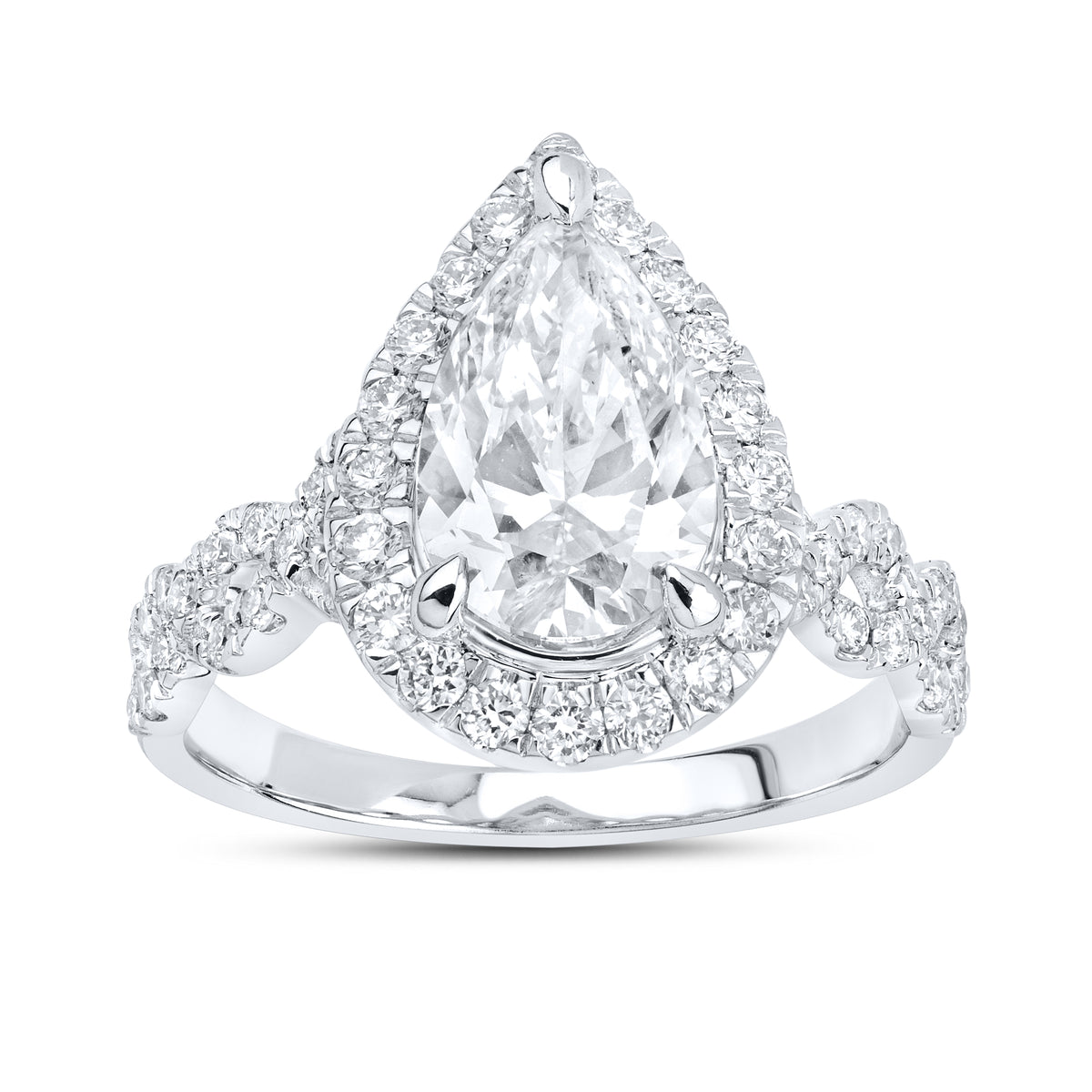 14KT WHITE GOLD 2.64 CTW Pear Shape LAB DIAMOND ENGAGEMENT RING