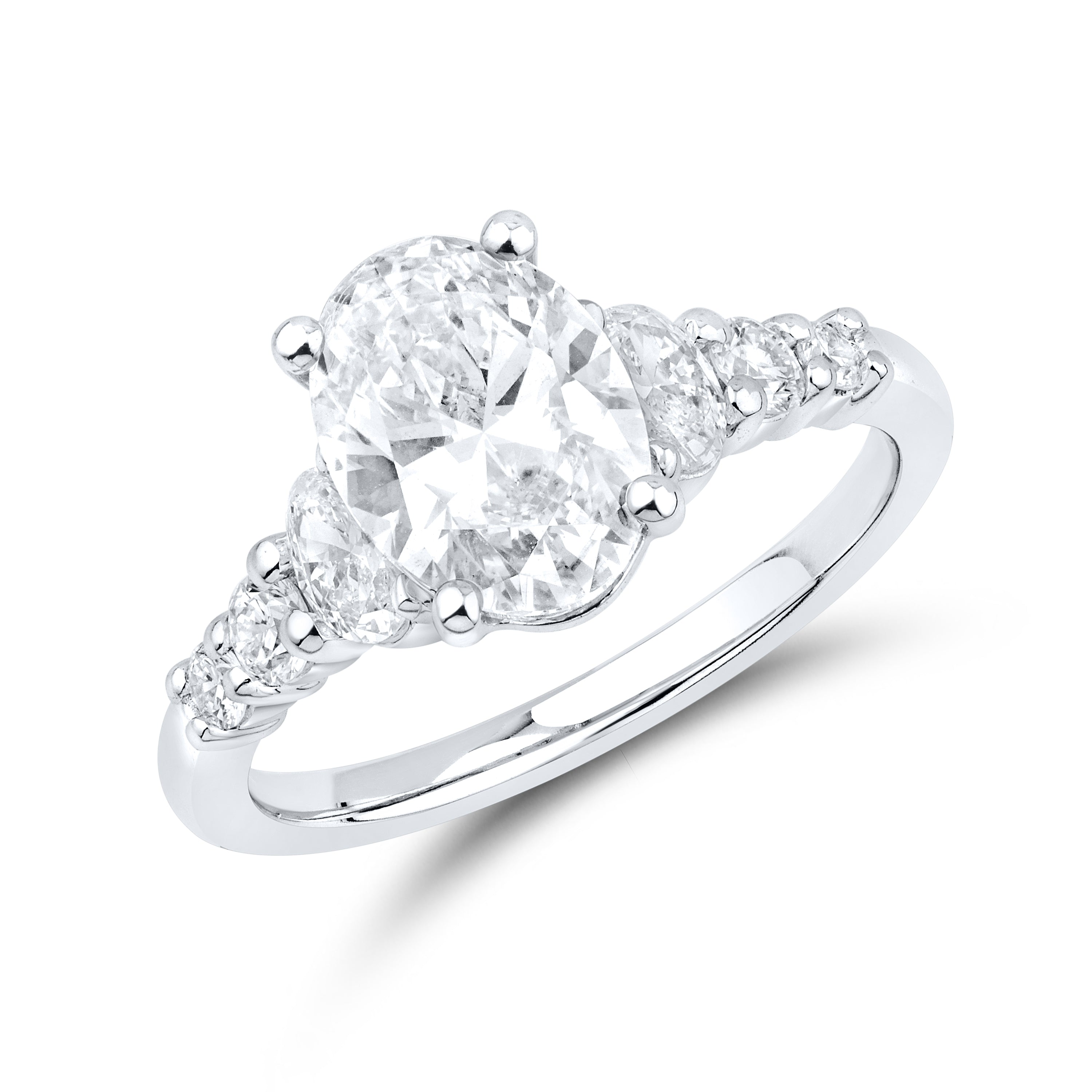 14kt White Gold 2.64 CTW Oval Shape Lab Diamond Engagement Ring