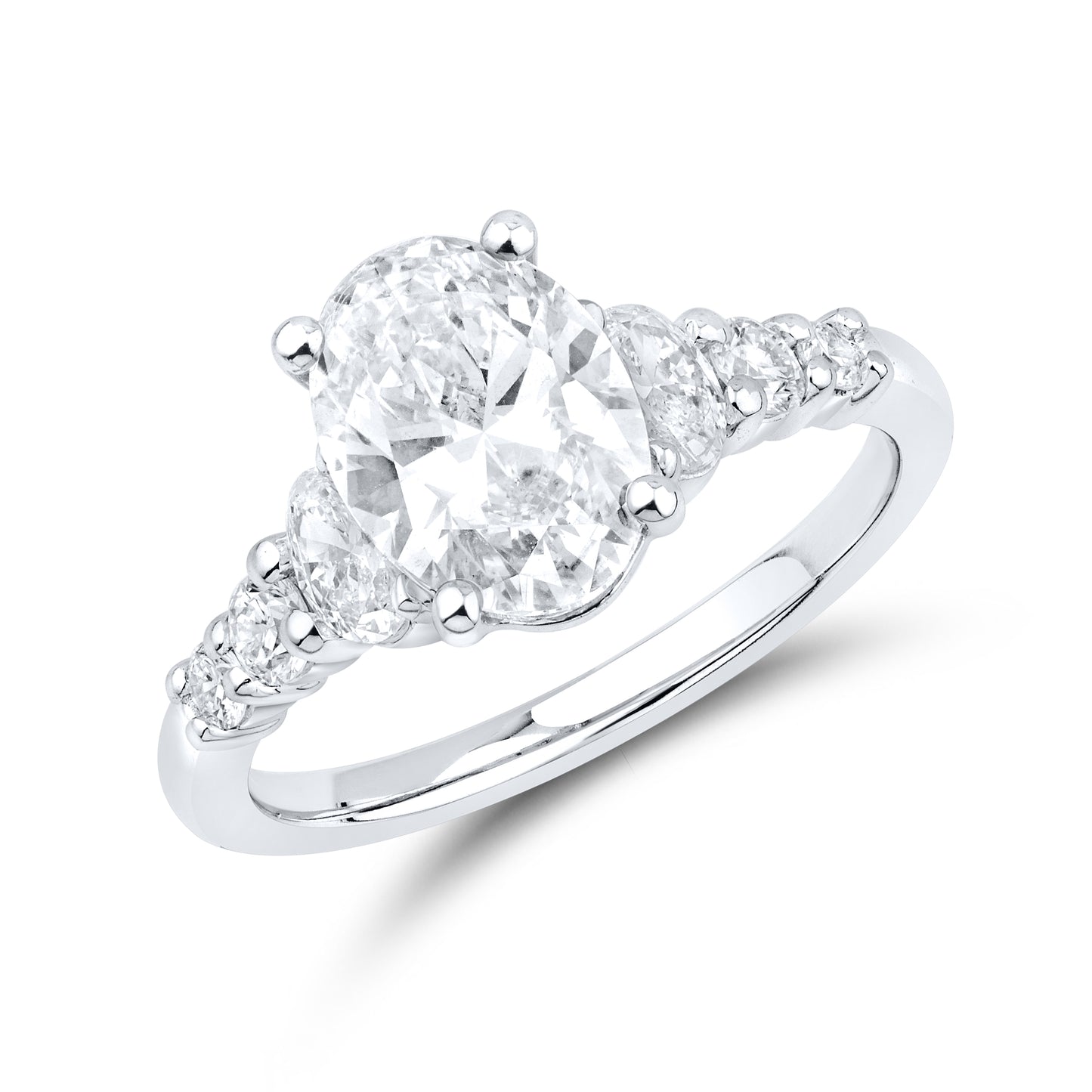14kt White Gold 2.64 CTW Oval Shape Lab Diamond Engagement Ring