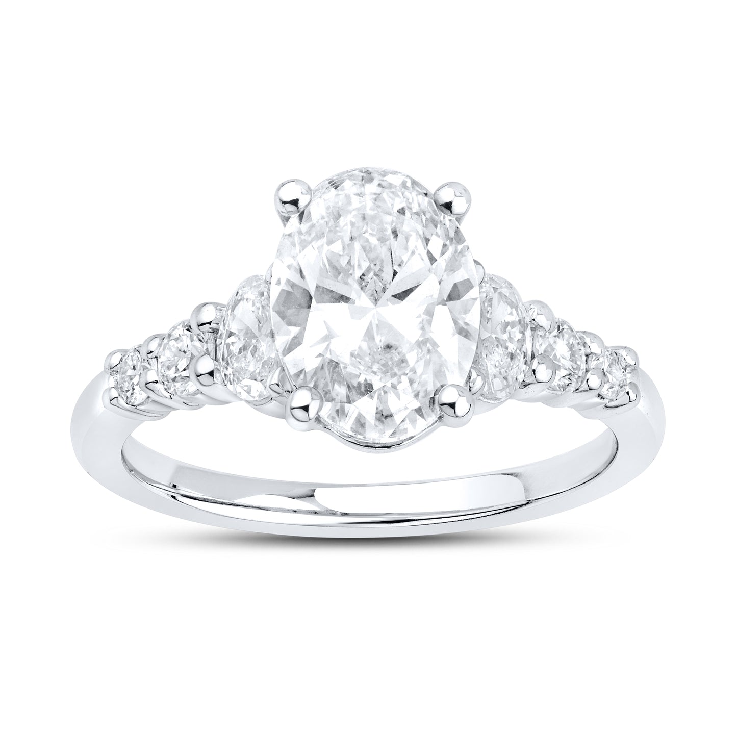 14kt White Gold 2.64 CTW Oval Shape Lab Diamond Engagement Ring