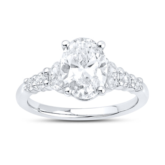 14kt White Gold 2.64 CTW Oval Shape Lab Diamond Engagement Ring